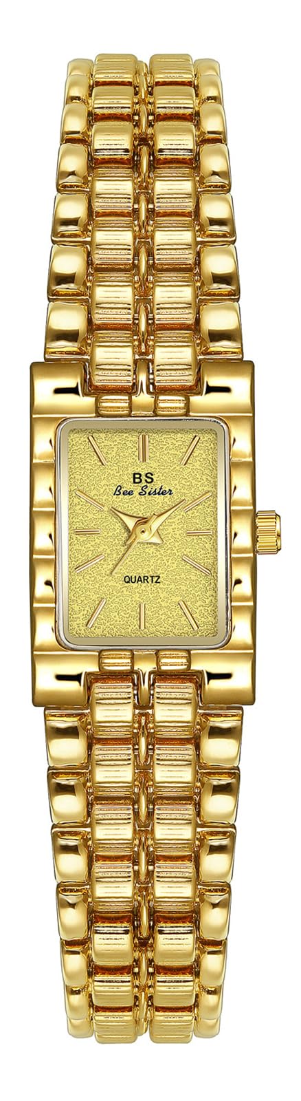 Vintage Gold Women's Watch - Minimalist Square Ultra-Thin Luxury Ladies Watch with Stainless Steel Bracelet - Elegant Small Face Gold Wristwatch for Business, Party & Formal Occasions