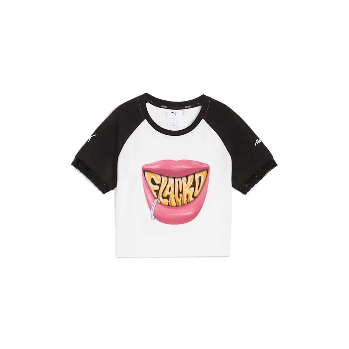 PUMA Women's A$AP ROCKY Baby Tee - White Cotton Short Sleeve T-Shirt | Casual Streetwear for Everyday Wear & Music Festivals