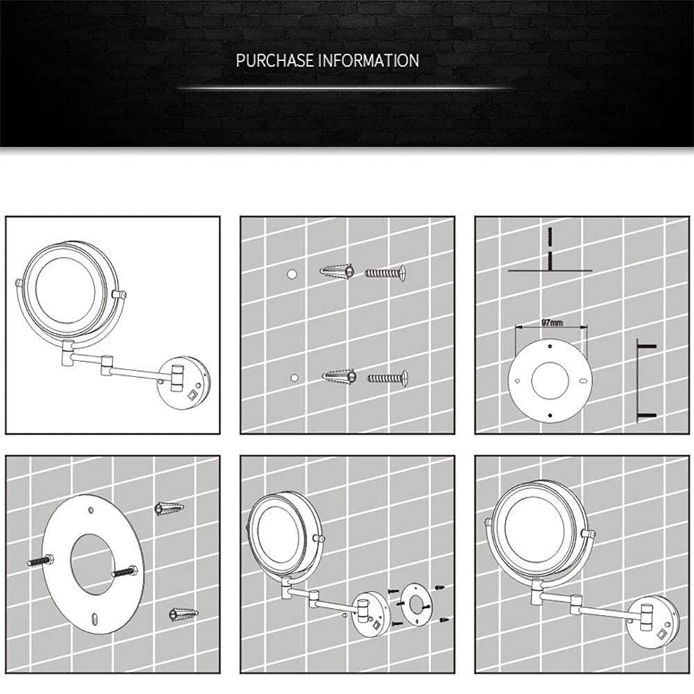 Wall Mounted Makeup Mirror with Lights - 2-Sided Extendable 360° Swivel Vanity Mirror for Bathroom, Plug-in LED Mirror with Adjustable Brightness, Perfect for Makeup, Shaving & Skincare Routine