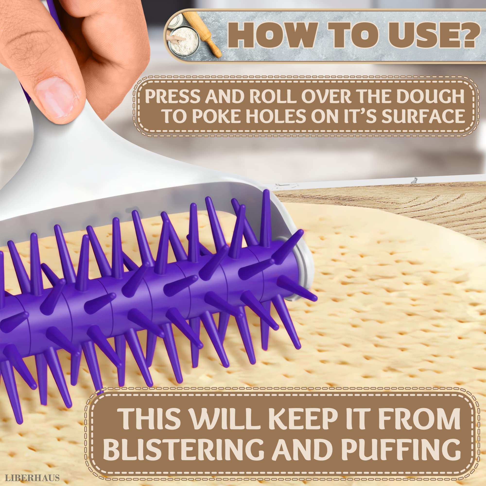 Premium Silicone Pizza Dough Roller & Docker - Professional Pizza Crust & Pastry Dough Tool with Hole Puncher for Perfect Baking | Ideal for Homemade Pizza, Cookies, Bread, and Pastry Dough Preparation