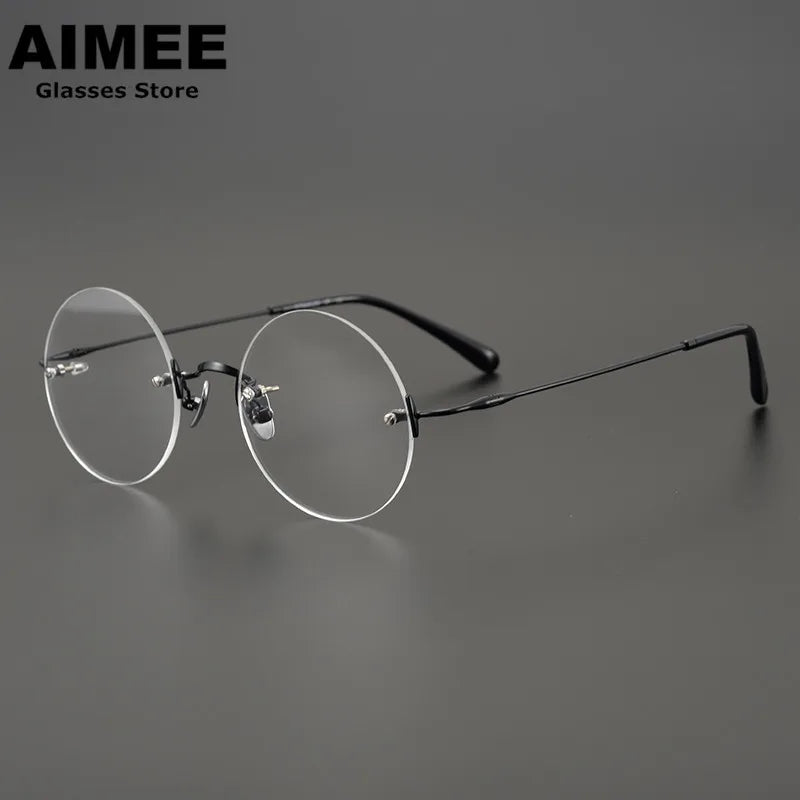 Aimee Unisex Rimless Round Titanium Acetate Eyeglasses 4521 - Lightweight & Durable Glasses for Men & Women - Perfect for Reading, Working & Daily Wear