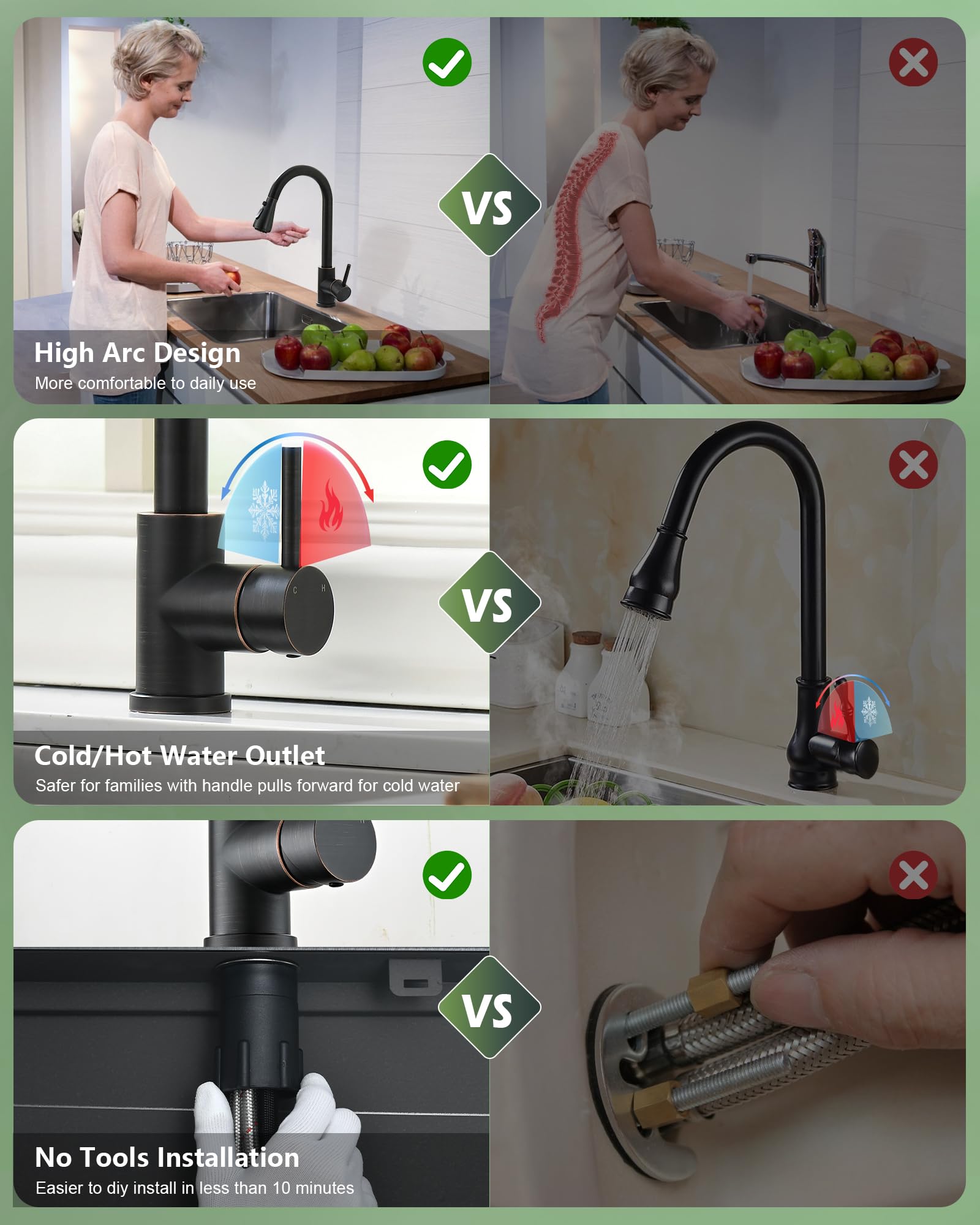 Oil Rubbed Bronze Kitchen Faucet with Pull Down Sprayer - Perfect for Farmhouse Sinks & RVs