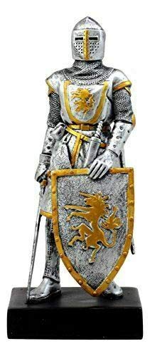 Medieval Knight of Heraldry Figurine - 8.75 Inch Tall Suit of Armor Statue for Home Decor | Castle Themed Collectible, Renaissance Fair Display, and Historical Gift for Men