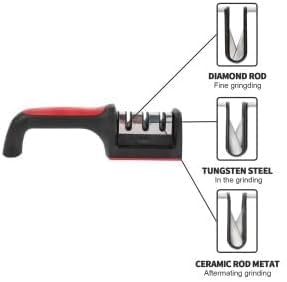 Premium Knife Sharpener for Kitchen Knives - 3 Groove Professional Sharpening System with Non-Slip Handle | Durable Chef-Grade Tool for Home & Professional Use | Perfect for Daily Cooking, Hunting, and Outdoor Activities