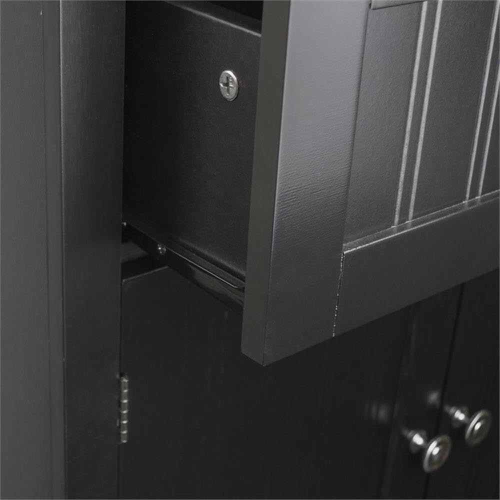 Black Microwave & Coffee Maker Utility Cabinet with Drawer - Compact Storage Solution for Home & Office - Perfect for Small Spaces, Kitchens, Break Rooms & Dorm Rooms
