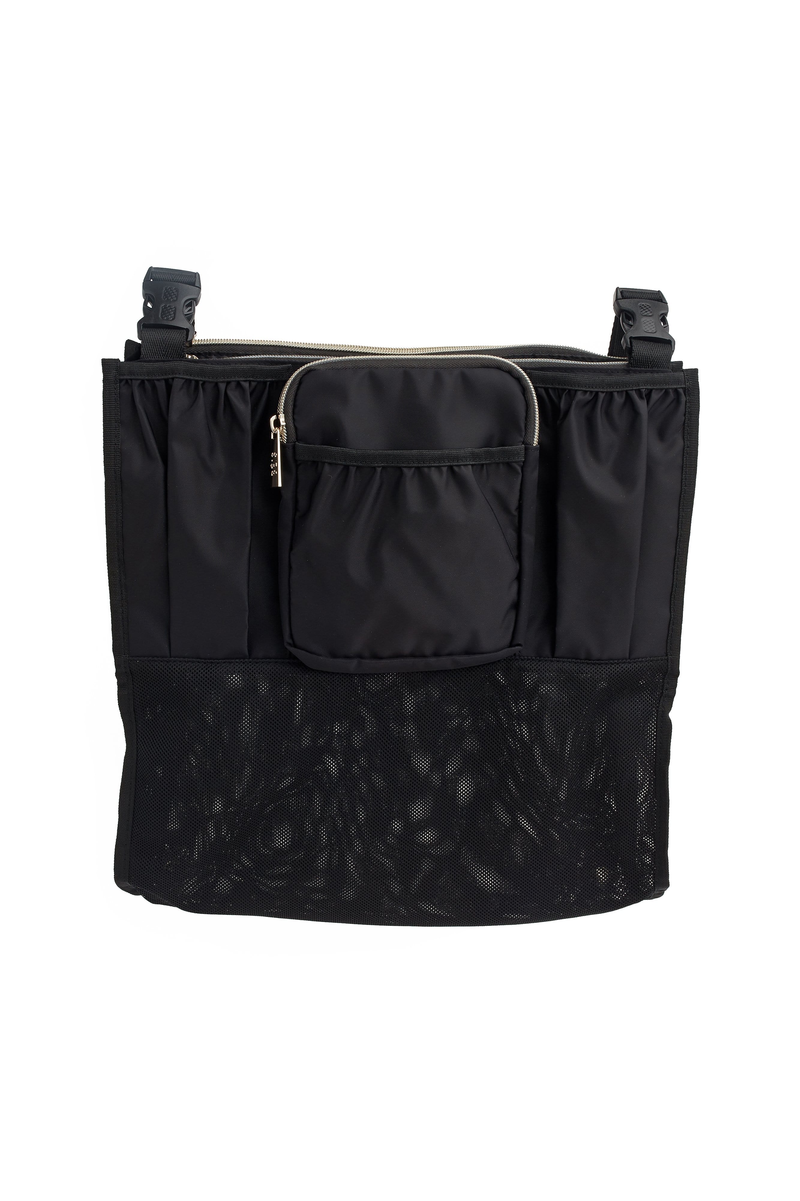Black Stroller Caddy Organizer - Universal Fit for Baby Strollers, Perfect for Diapers, Bottles & Essentials - Ideal for Shopping, Walks & Travel