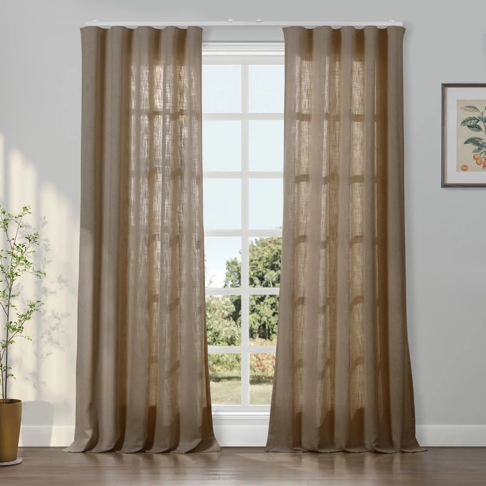 Liz Linen Ripple Fold Drapery Curtains - Elegant Window Treatments for Living Room & Bedroom Decor