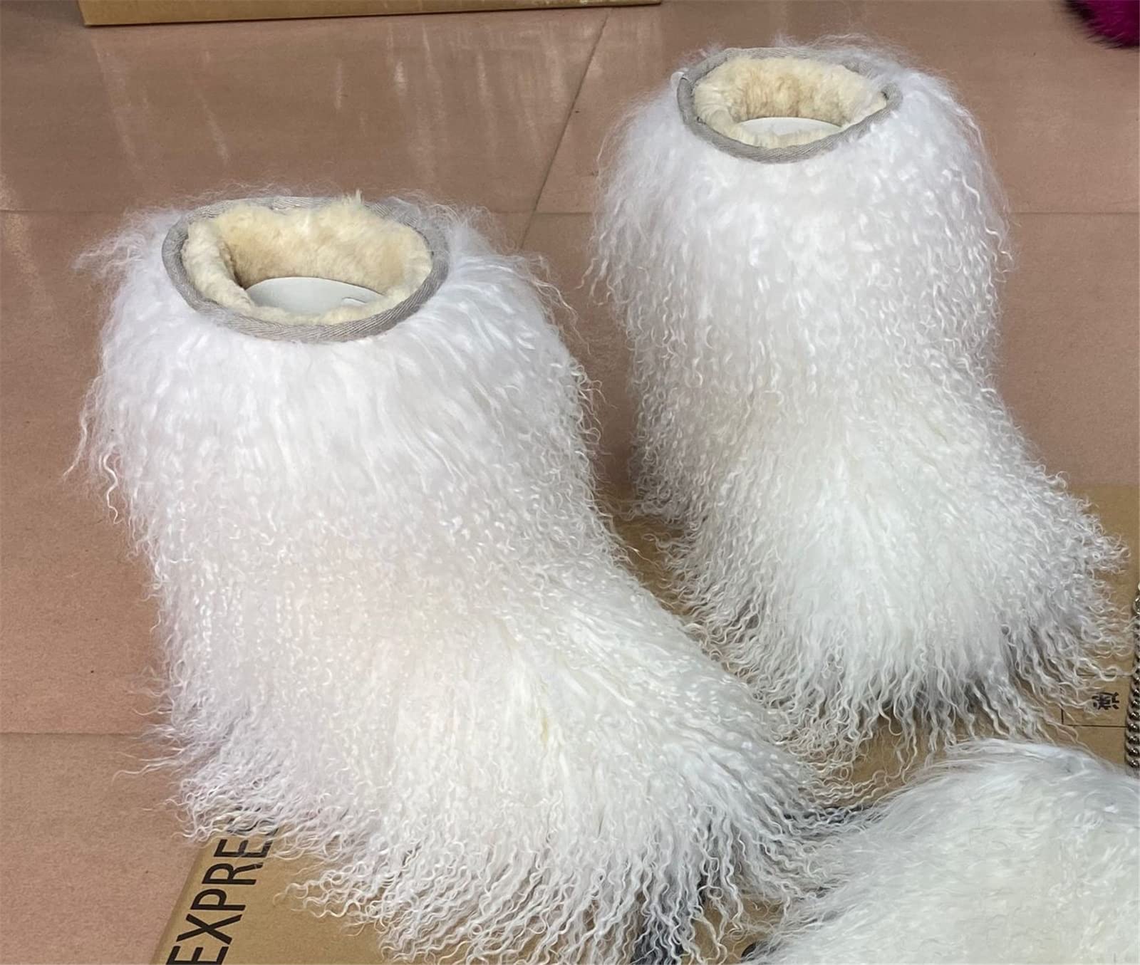 Women's Genuine Mongolian Sheepskin Shearling Snow Boots - Long Fur Tibetan Winter Boots for Ladies & Girls | Warm Fuzzy Lamb Skin Booties in Red, Brown & Camel Colors | Perfect for Outdoor Parties, Christmas Gifts & Cold Weather Fashion