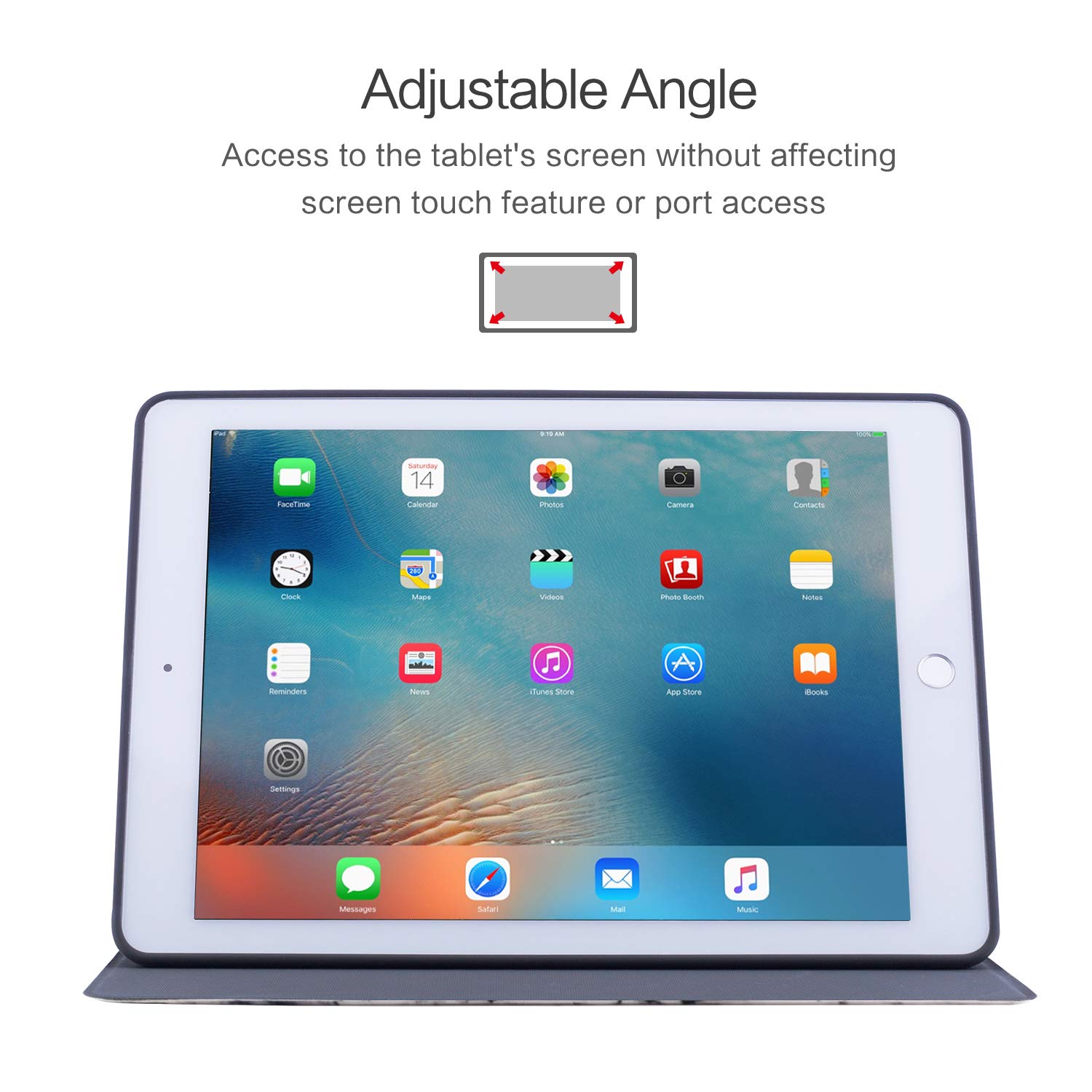 Premium Vimorco iPad 9.7 Case (2017/2018/Air 2/Air) - Shockproof TPU Back Cover with Auto Wake/Sleep | Adjustable Stand Leather Folio Case in Marble White - Perfect for Work, Travel & Home Use