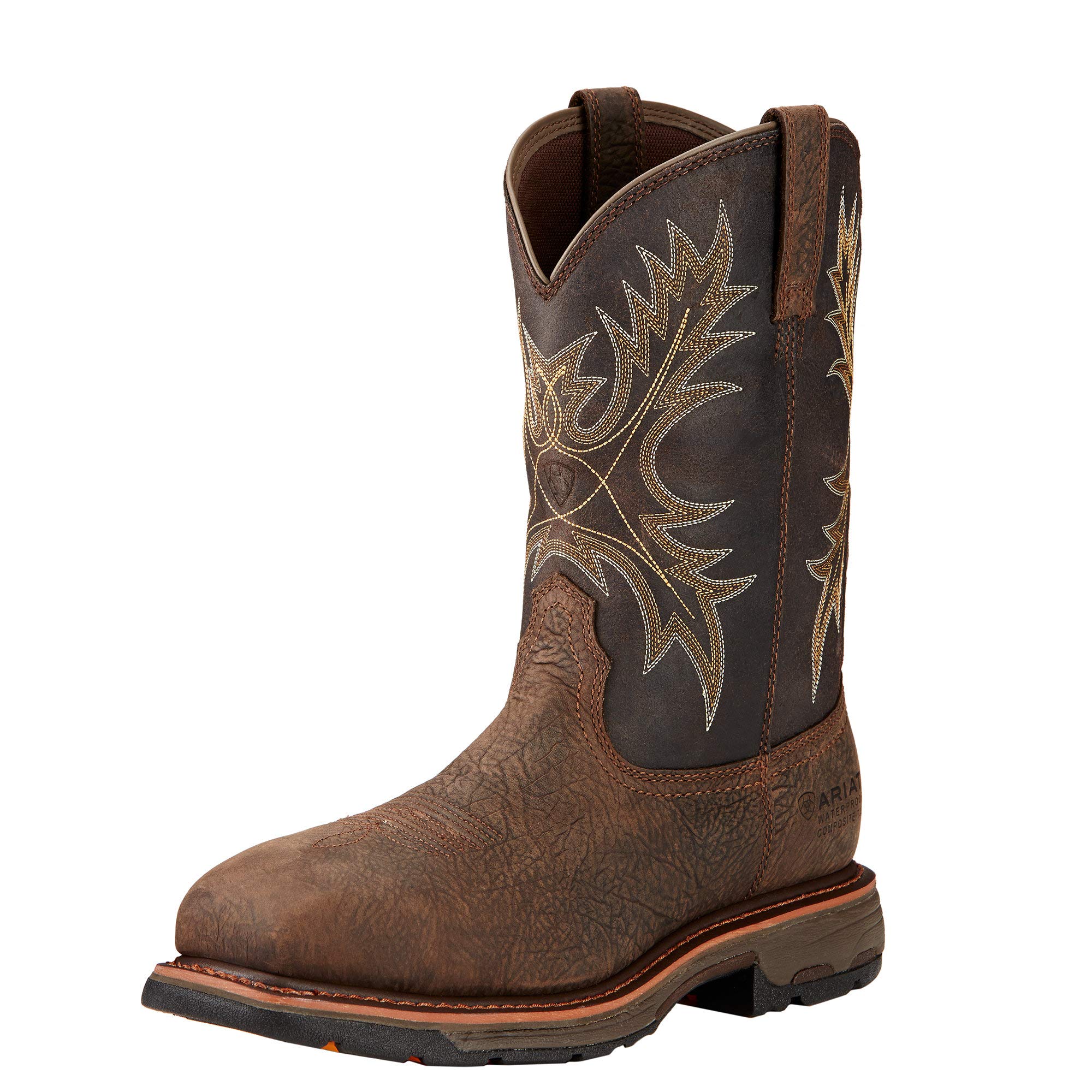 Ariat Men's WorkHog Wide Square Toe Waterproof Composite Toe Work Boot - Durable Safety Boots for Construction, Farming & Outdoor Work