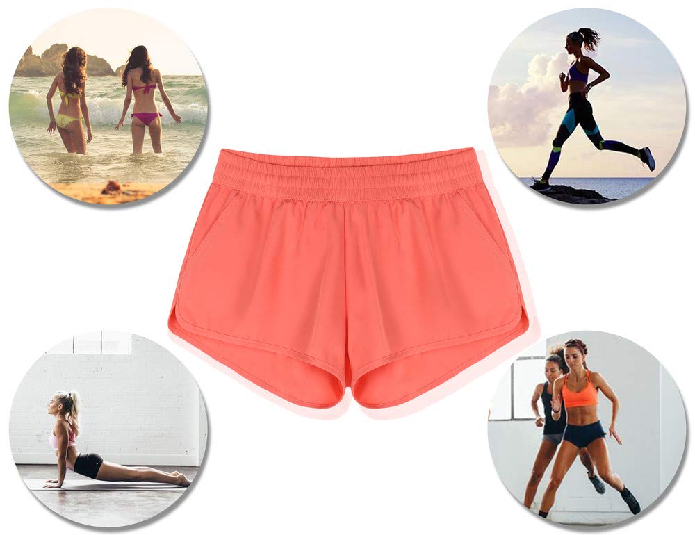 Rocorose Women's Quick Dry Swim Shorts with Drawstring & Pockets - Athletic Board Shorts for Swimming, Surfing, Beach & Summer Sports Activities