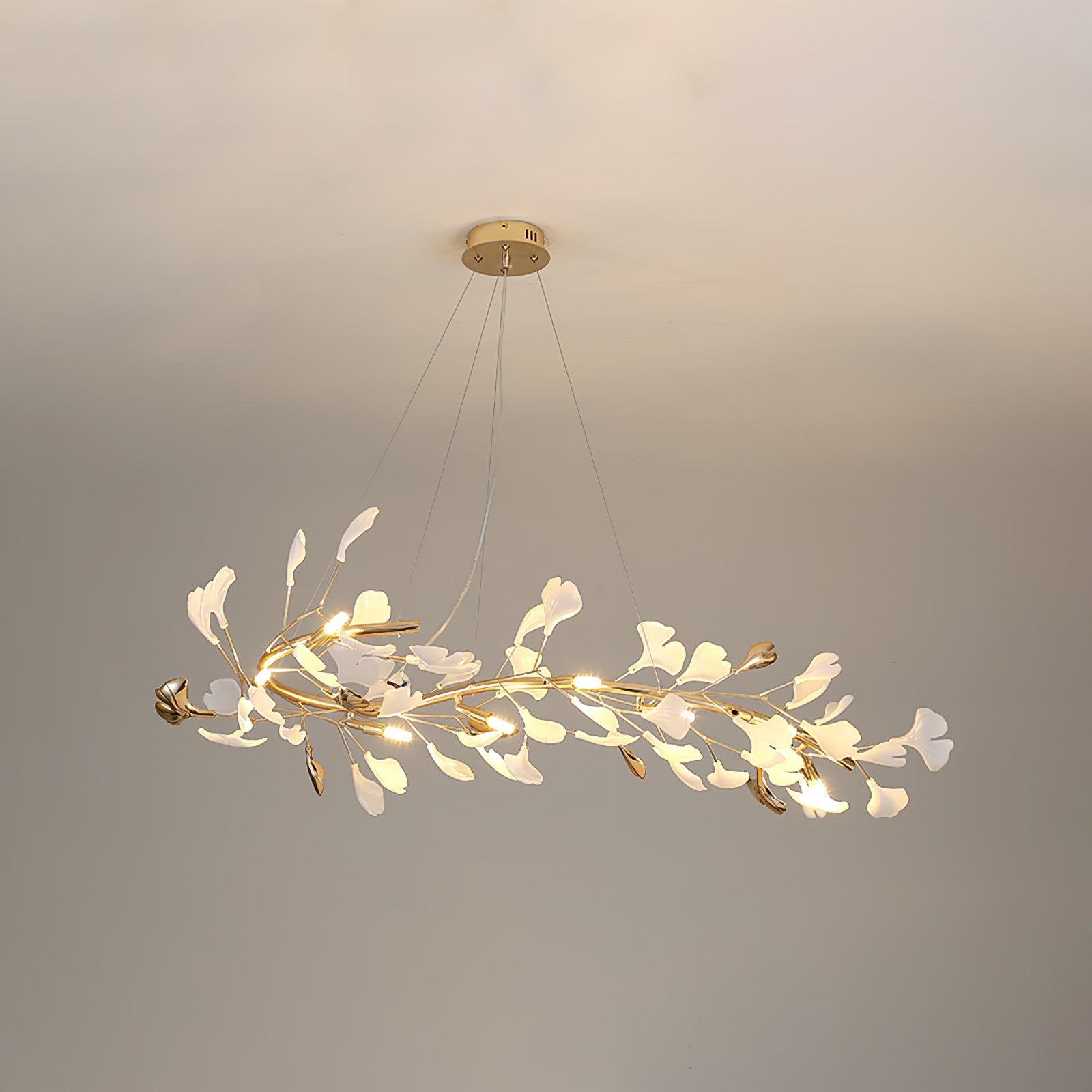 Elegant Ginkgo Leaf Chandelier - Modern Gold Ceiling Light Fixture for Dining Room, Living Room & Bedroom - Perfect for Home Decor & Wedding Venues