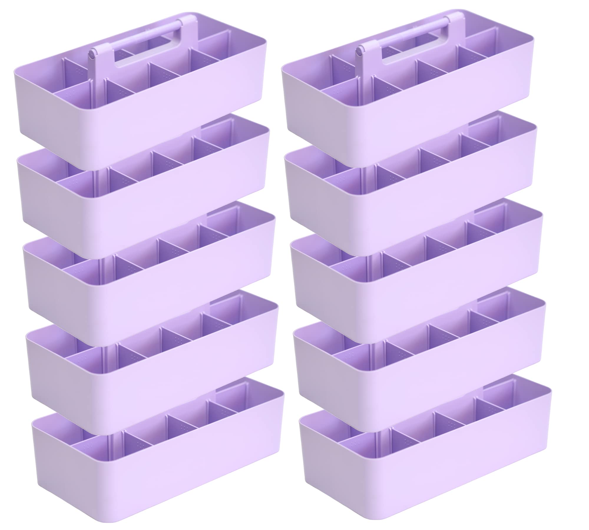 Large Portable Caddy with DIY Dividers - 8 Compartment Storage Organizer Basket for School, Office & Home Supplies - Made in USA (10 Pack, Lavender) - Perfect for Classroom Organization, Craft Storage & Business Supplies Management