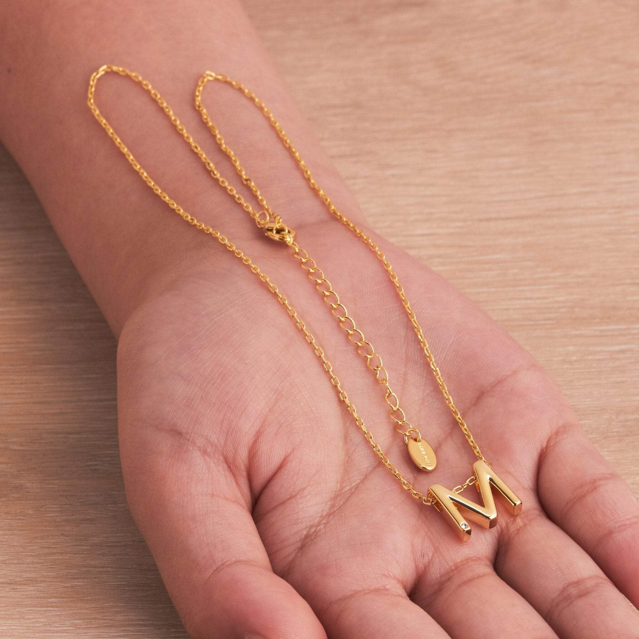 Gold Plated Initial Necklace A-Z with Zircondia® - Perfect Gift for Her