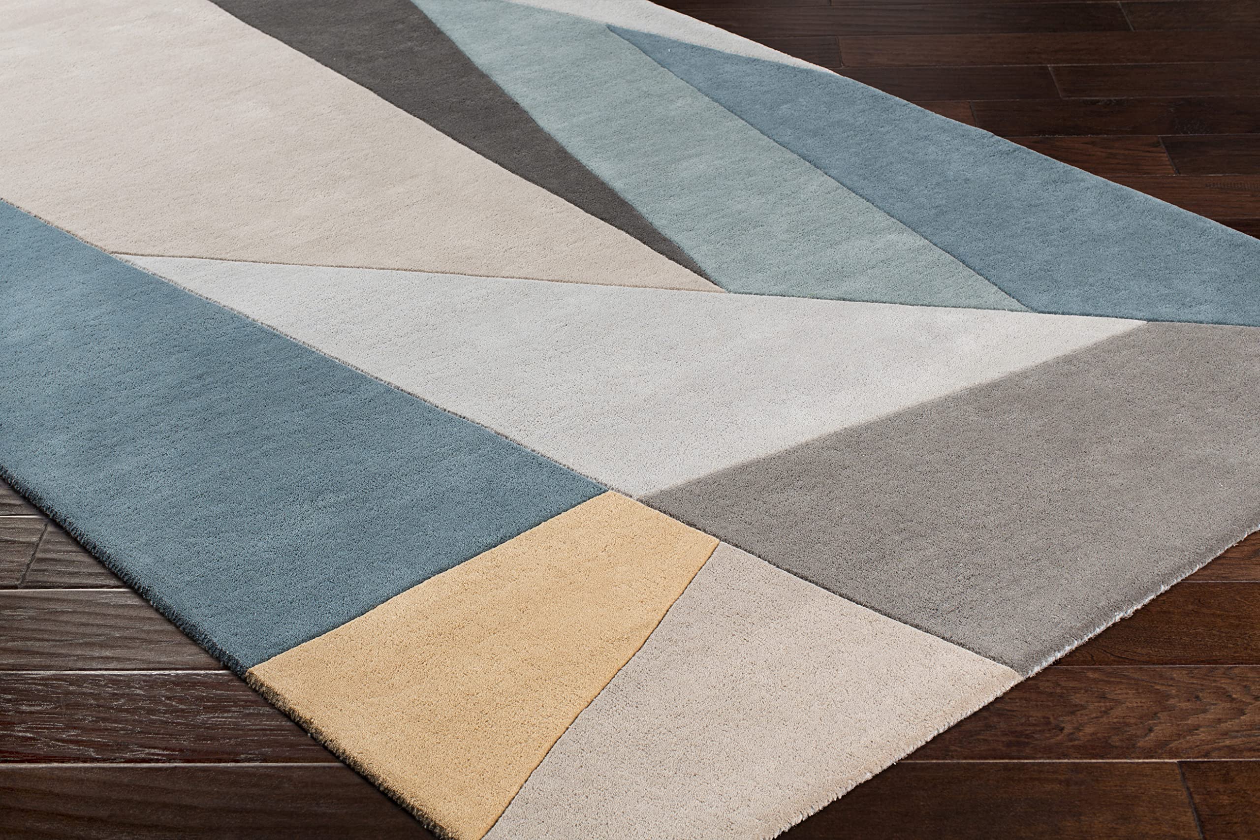 Mark&Day 8x11 Modern Teal Wool Area Rug - Soft Blue, Brown & Cream Carpet for Living Room, Bedroom, Kitchen | Durable & Stylish Home Decor for Cozy Spaces (8' x 11')