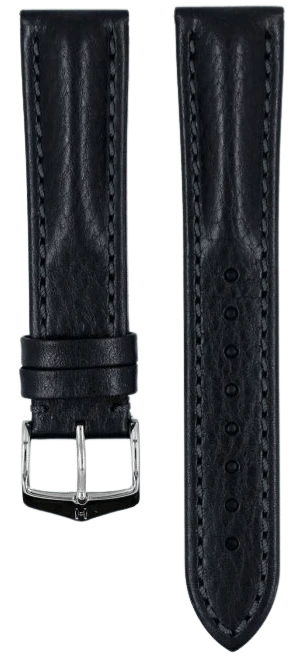 Hirsch Lucca Black 22mm Genuine Leather Watch Band - Replacement Strap for Smartwatches & Classic Watches | Perfect for Business, Casual & Formal Occasions