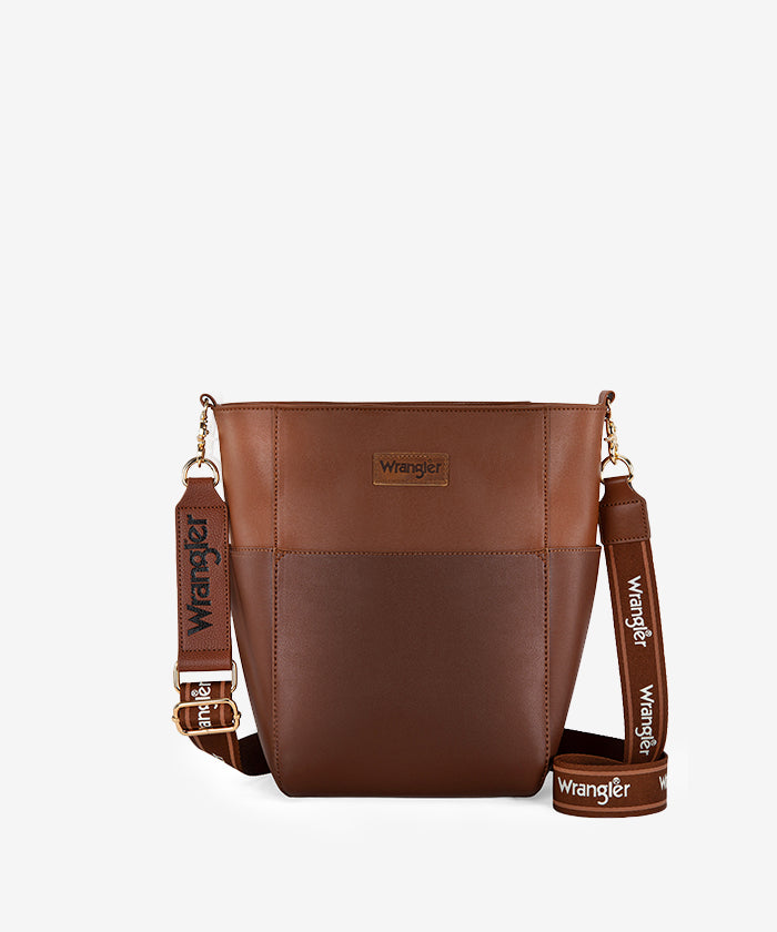 Wrangler Cow Print Crossbody Bucket Bag for Women - Stylish Western Handbag with Adjustable Strap - Perfect for Daily Use, Travel & Country Music Festivals