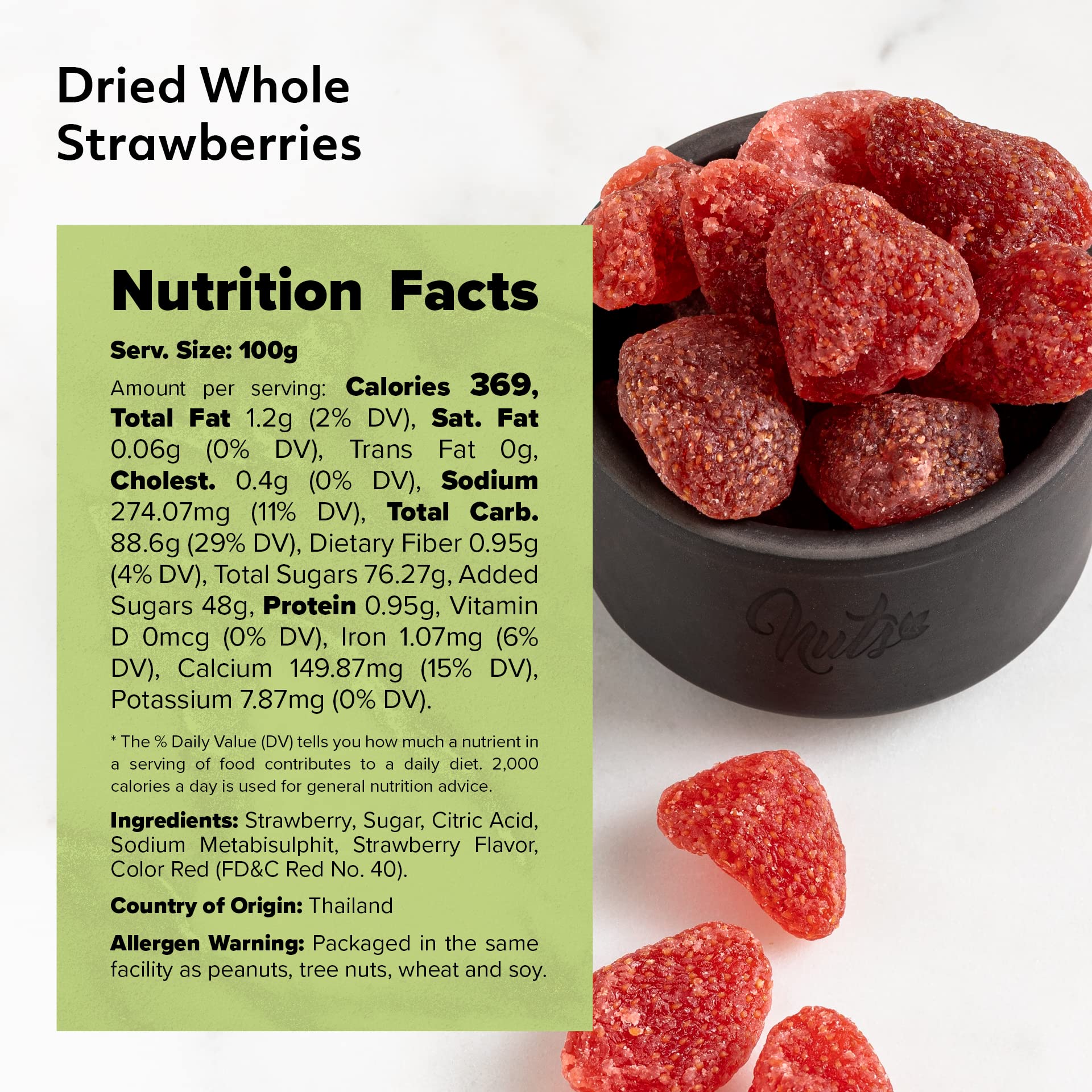 Sweet & Dehydrated Whole Candied Strawberries - Non-GMO Dried Fruit Snacks in Resealable Bag (2 LBS) - Perfect for Baking, Trail Mix & Healthy Snacking