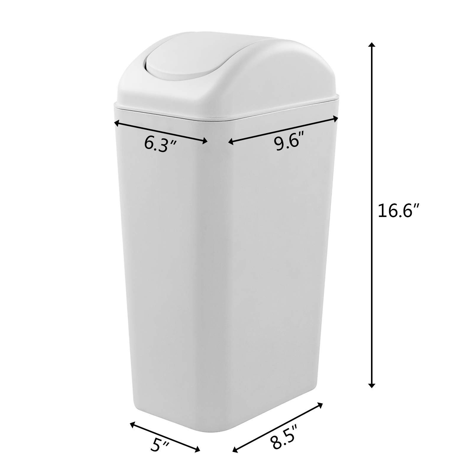 13.2L (3.5 Gallon) Heavy-Duty Plastic Trash Can with Lid - Grey Kitchen Garbage Bin for Home, Office, Bathroom & Outdoor Use - 1 Pack