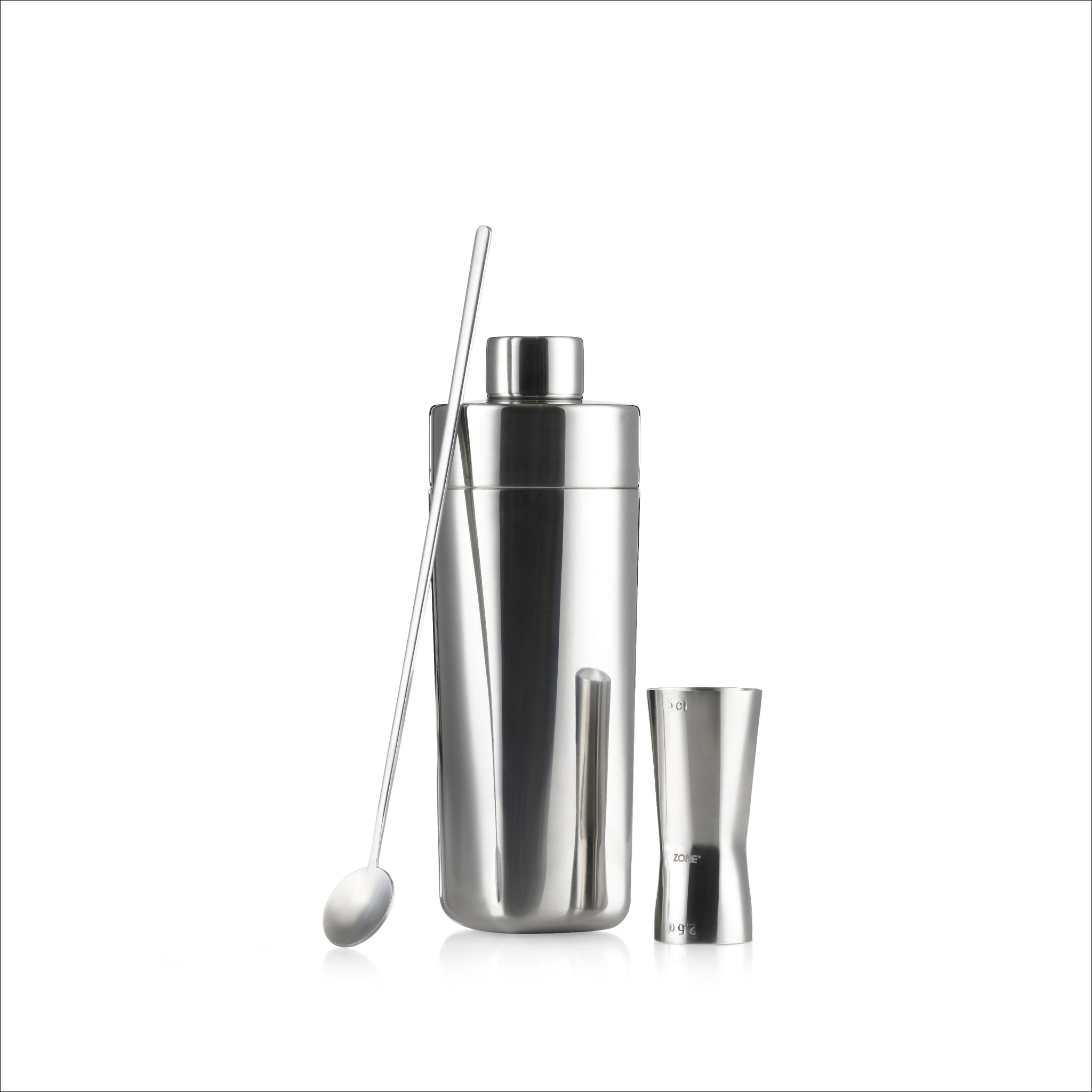 Premium ZONE DENMARK 3-Piece Rocks Bar Set - Cocktail Shaker, Stirrer & Jigger for Home Bars & Professional Mixology | Perfect for Cocktail Parties & Bartending Enthusiasts