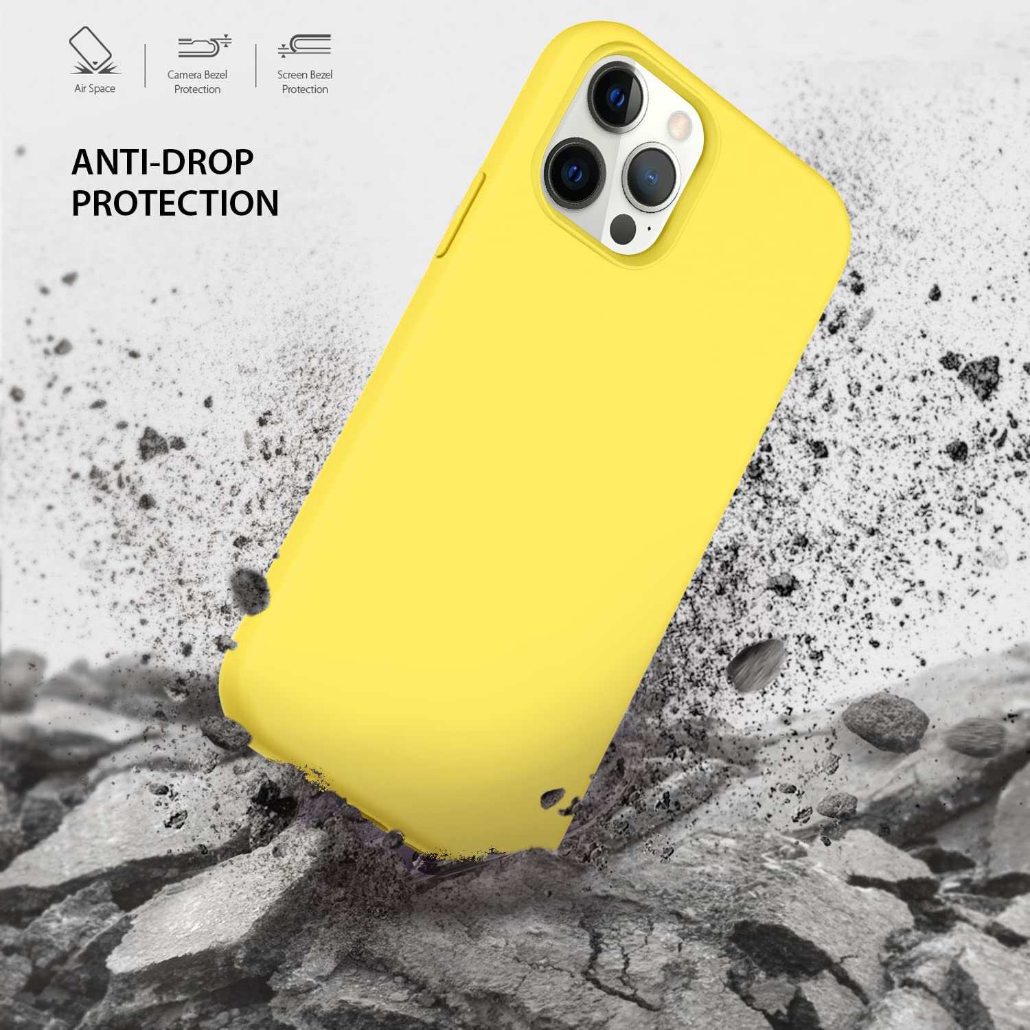 ZUSLAB Ultra-Thin Liquid Silicone Case for iPhone 12 Pro Max - Shockproof Soft Protective Cover (Yellow) | Perfect for Everyday Use, Travel & Outdoor Activities