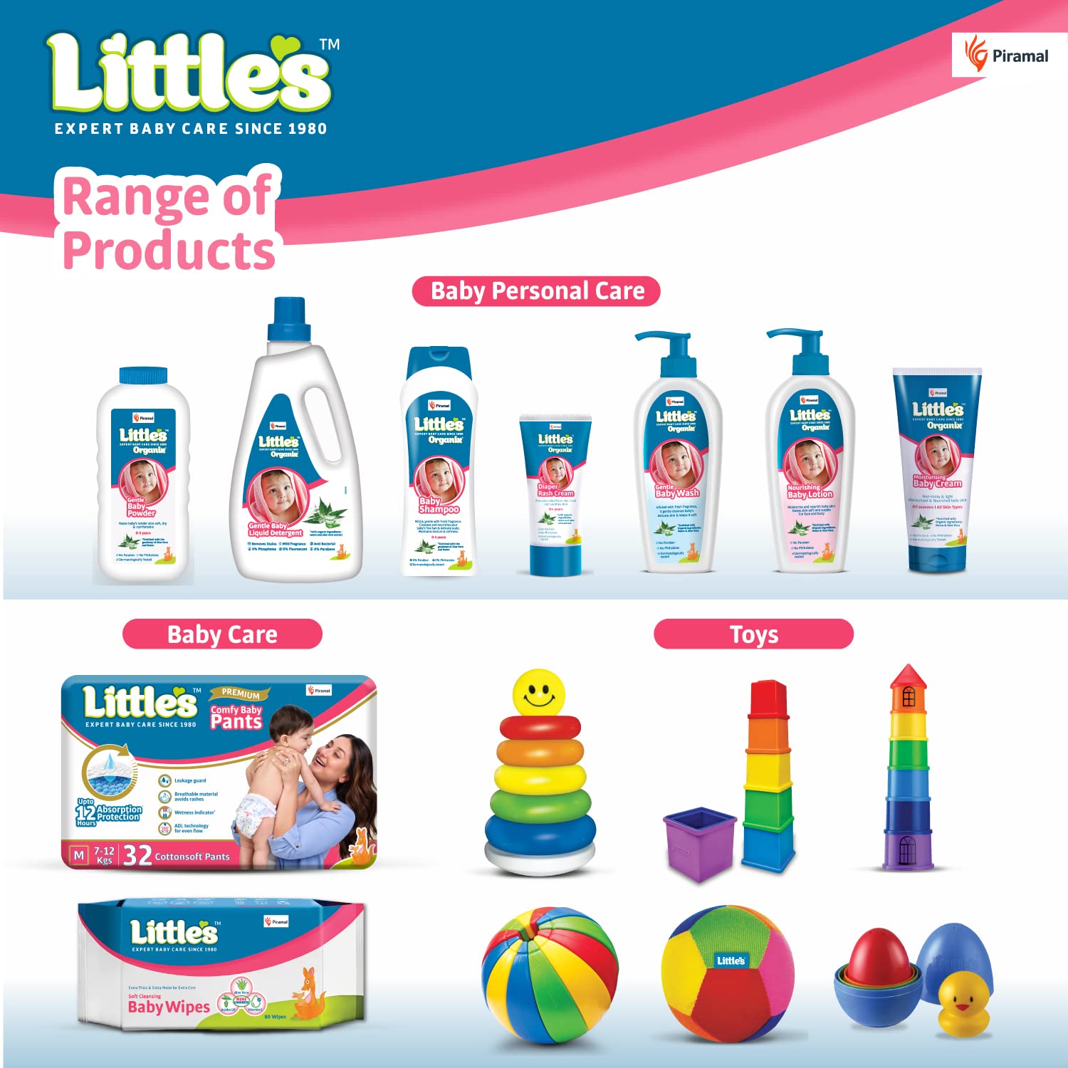 Little's Soft Cleansing Baby Wipes | 240 Count (3 Packs of 80) | Extra Thick & Moist Hypoallergenic Wipes for Sensitive Skin | Enriched with Aloe Vera, Vitamin E & Jojoba Oil to Prevent Diaper Rash | Perfect for Diaper Changes, On-the-Go Cleansing & Baby Care Essentials