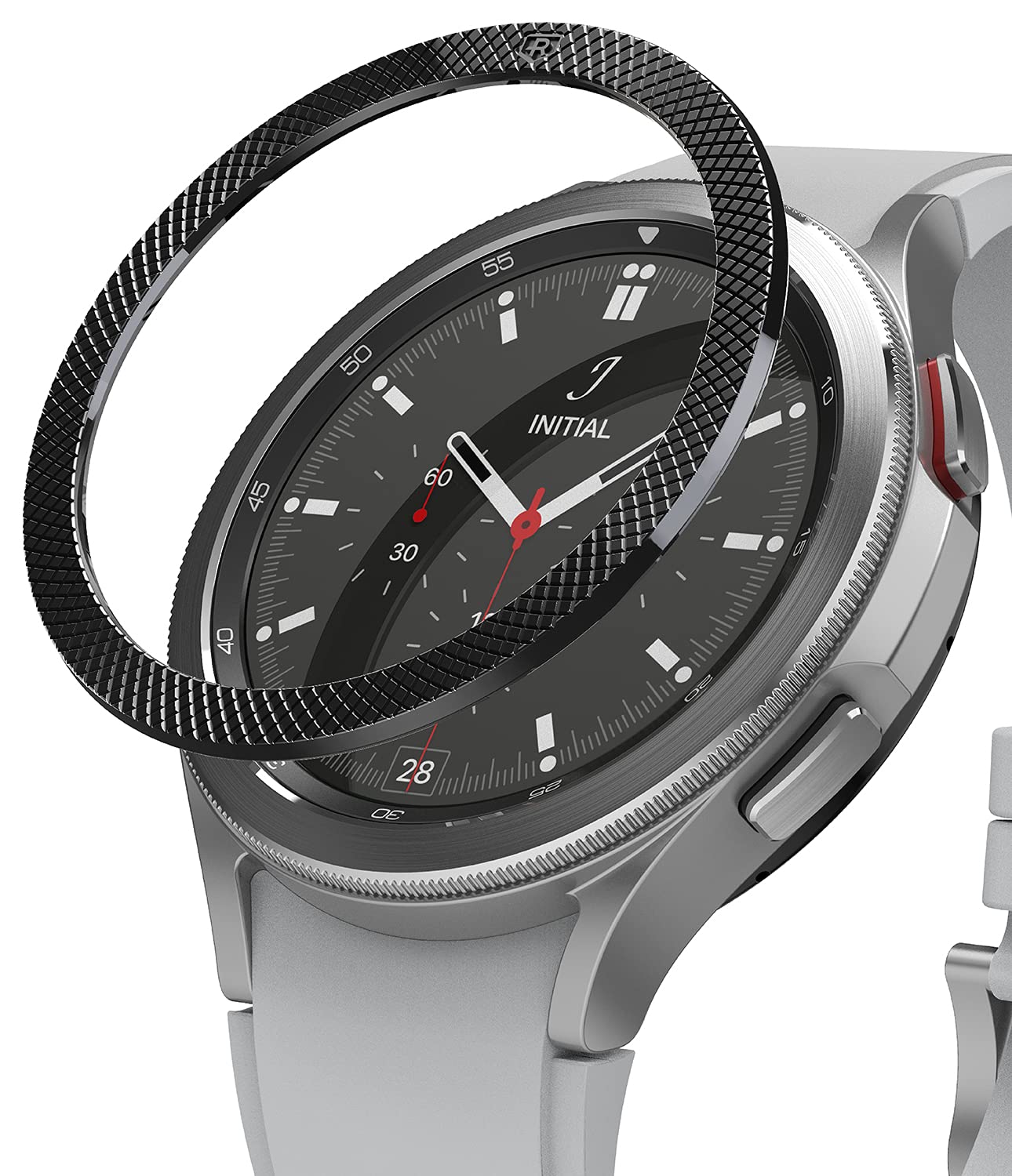 **Ringke Stainless Steel Bezel Ring for Samsung Galaxy Watch 4 Classic 46mm - Black (46-41) - Scratch Protection Cover, Adhesive Styling Accessory for Workout, Office & Outdoor Use**