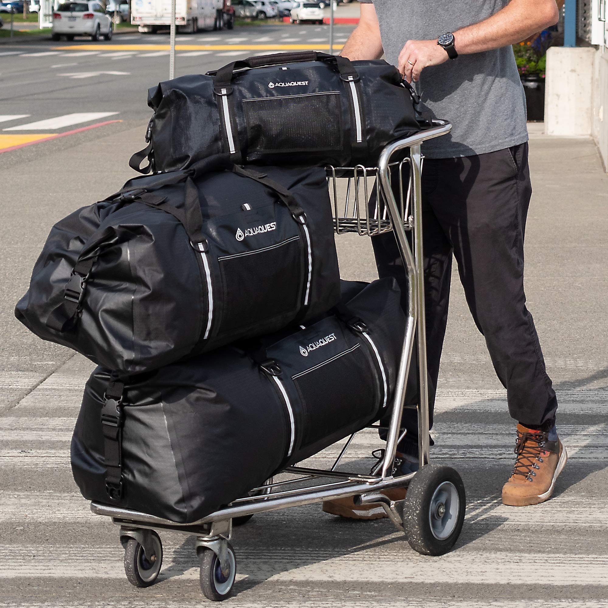 AquaQuest White Water Duffel - 100% Waterproof Heavy Duty Dry Bag for Travel, Sports, Motorcycle, Boating & Fishing - Durable & Comfortable (50L, 75L, 100L) - Perfect for Outdoor Adventures, Camping & Water Sports