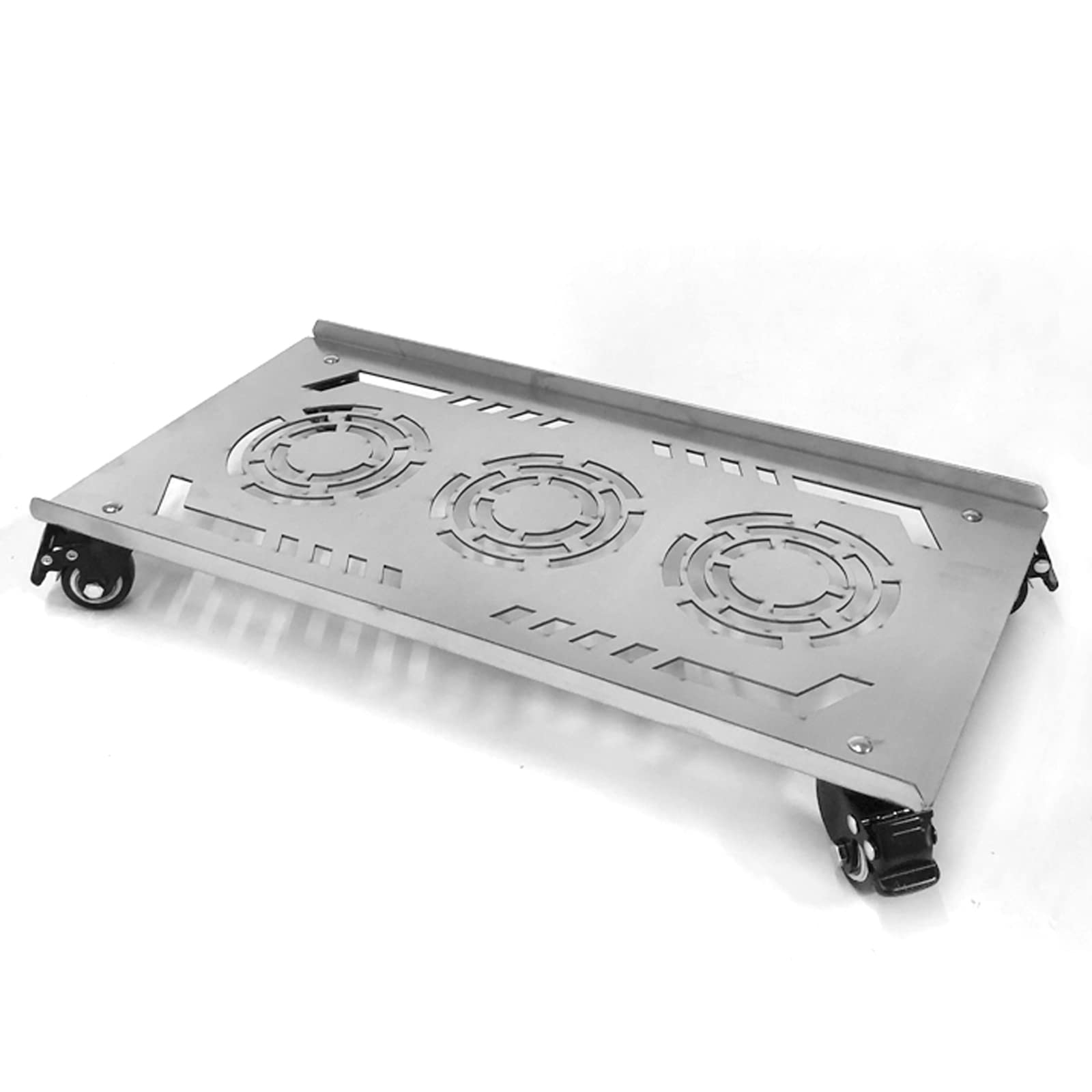 Sturdy Stainless Steel PC Tower Stand with Locking Casters - 50x26cm Mobile Desktop Computer Stand for Floor & Carpet - Perfect for Gaming Setup, Office Workstation & Home Use