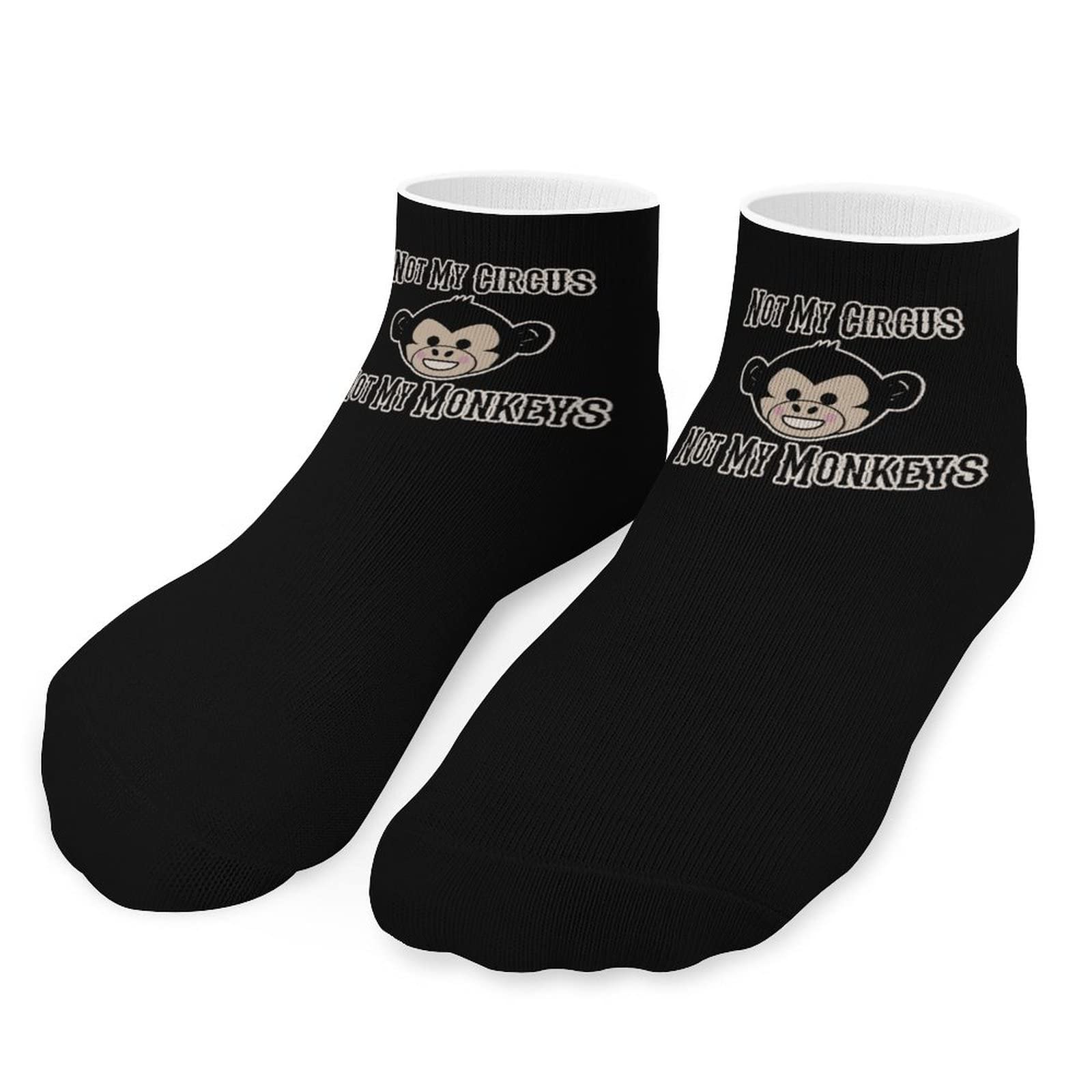 Funny 'Not My Circus Not My Monkeys' Novelty Socks - Non-Slip Low Cut No-Show Ankle Socks for Women & Men - Perfect for Casual Wear, Work, Gym & Everyday Comfort