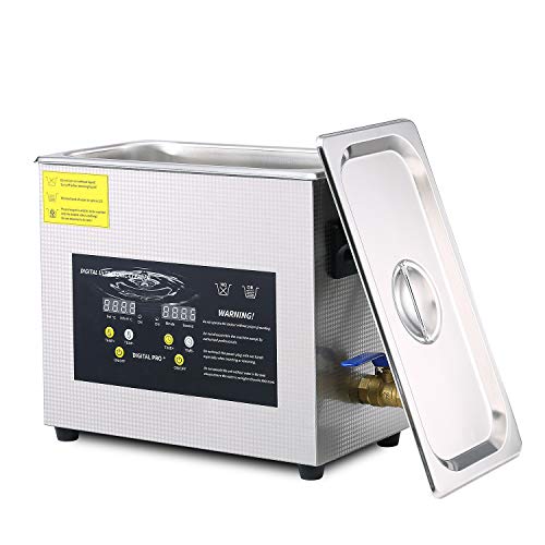6.5L Ultrasonic Cleaner with Digital Timer & Heater - Stainless Steel SUS 304 Tank for Carburetor Parts, Jewelry, Glasses & Dental Tools - Professional Cleaning Solution for Home & Workshop Use