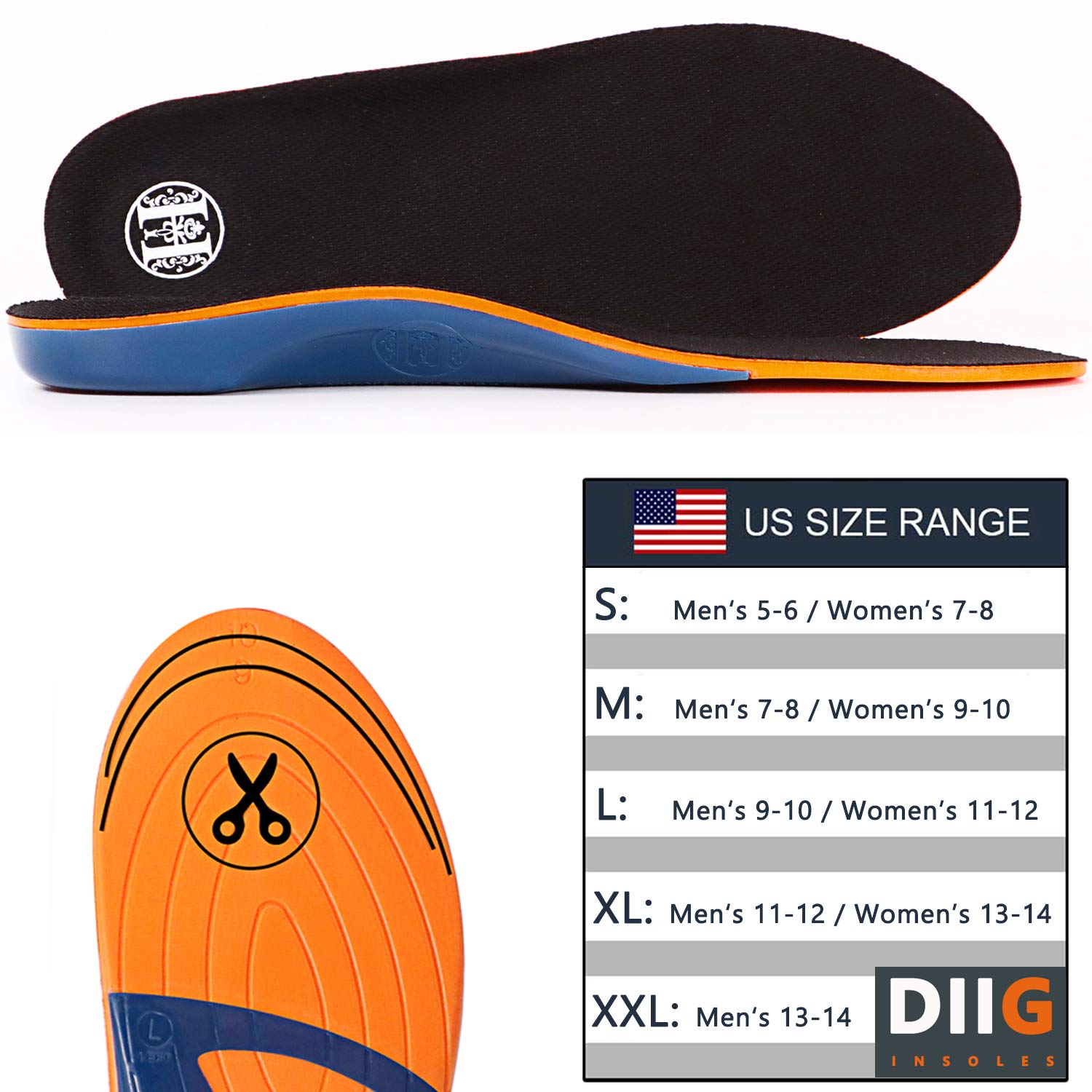 **Diig Memory Foam Orthotic Shoe Insoles for Men & Women – Relieve Flat Feet, Heel Pain & Fatigue – Full-Length Support for Work & Casual Shoes – Perfect for Standing All Day, Walking, or Running**