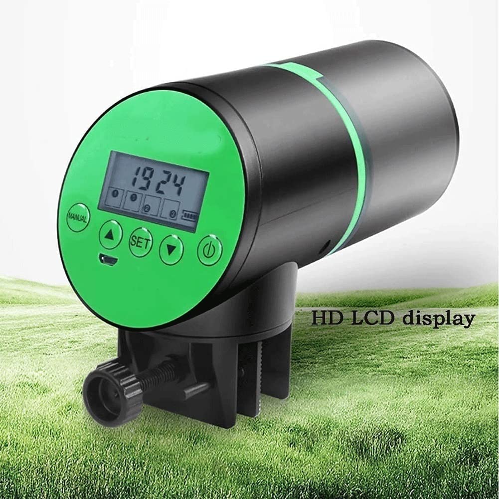 Automatic Fish Feeder with Timer - Rechargeable USB Aquarium Food Dispenser for Freshwater & Saltwater Tanks | Moisture-Proof Design for Indoor/Outdoor Use | Perfect for Vacation & Daily Feeding