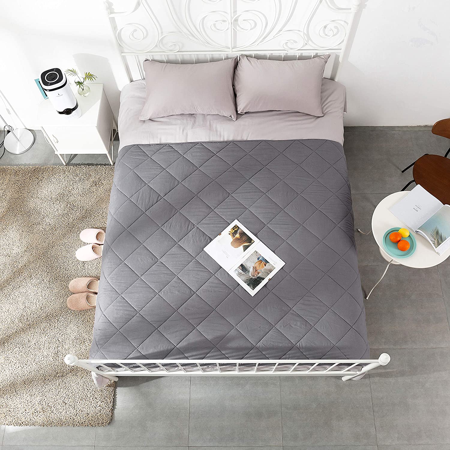 MARINA Queen Size 15lb Weighted Blanket in Grey - Heavy Gravity Blanket for Anxiety Relief & Better Sleep - Perfect for Adults, Stress Relief, and Deep Pressure Therapy at Home