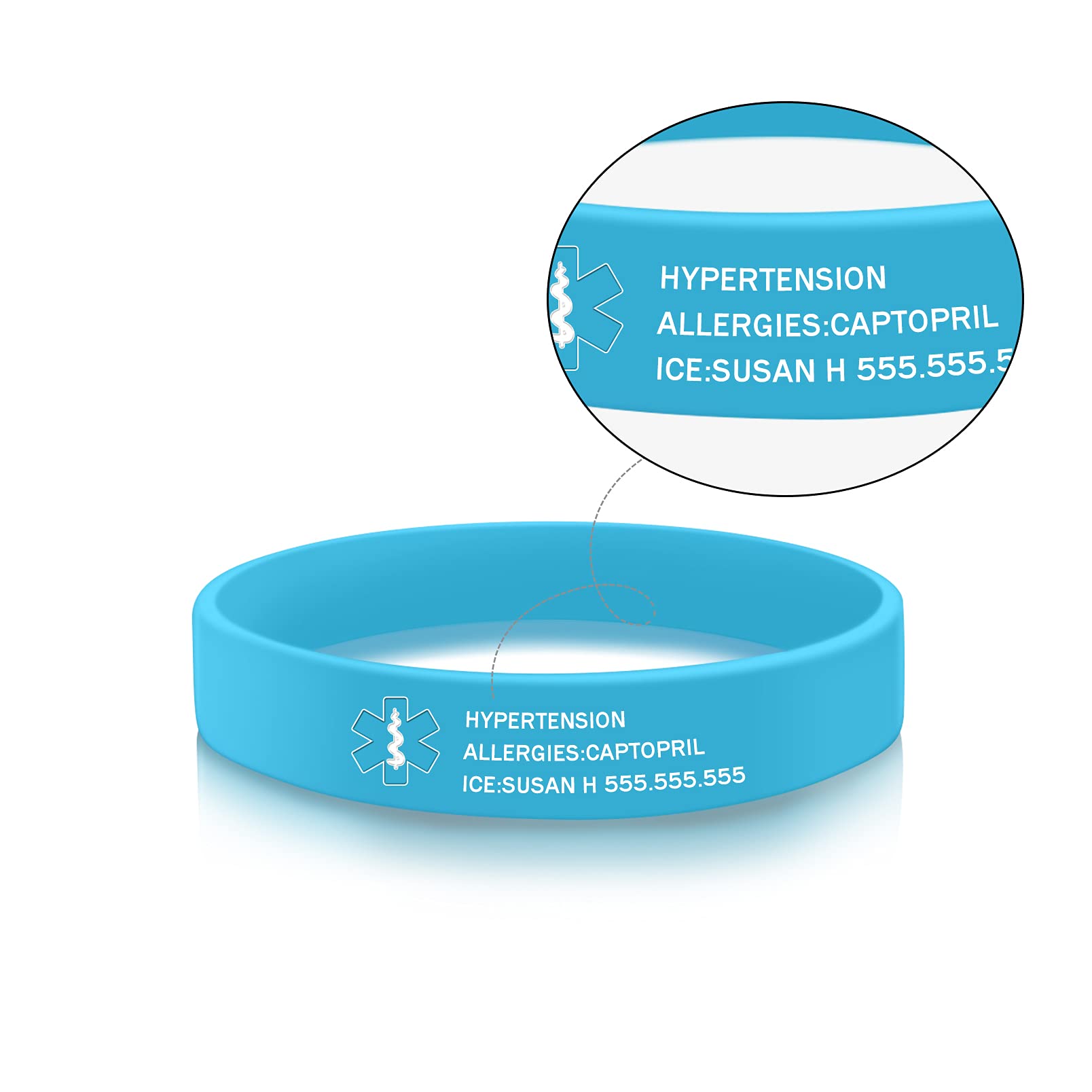 **Personalized Medical Alert Bracelets - Waterproof Silicone Rubber Emergency ID Wristband for Men, Women & Kids - Custom Engraving - Ideal for Sports, Travel & Daily Safety**