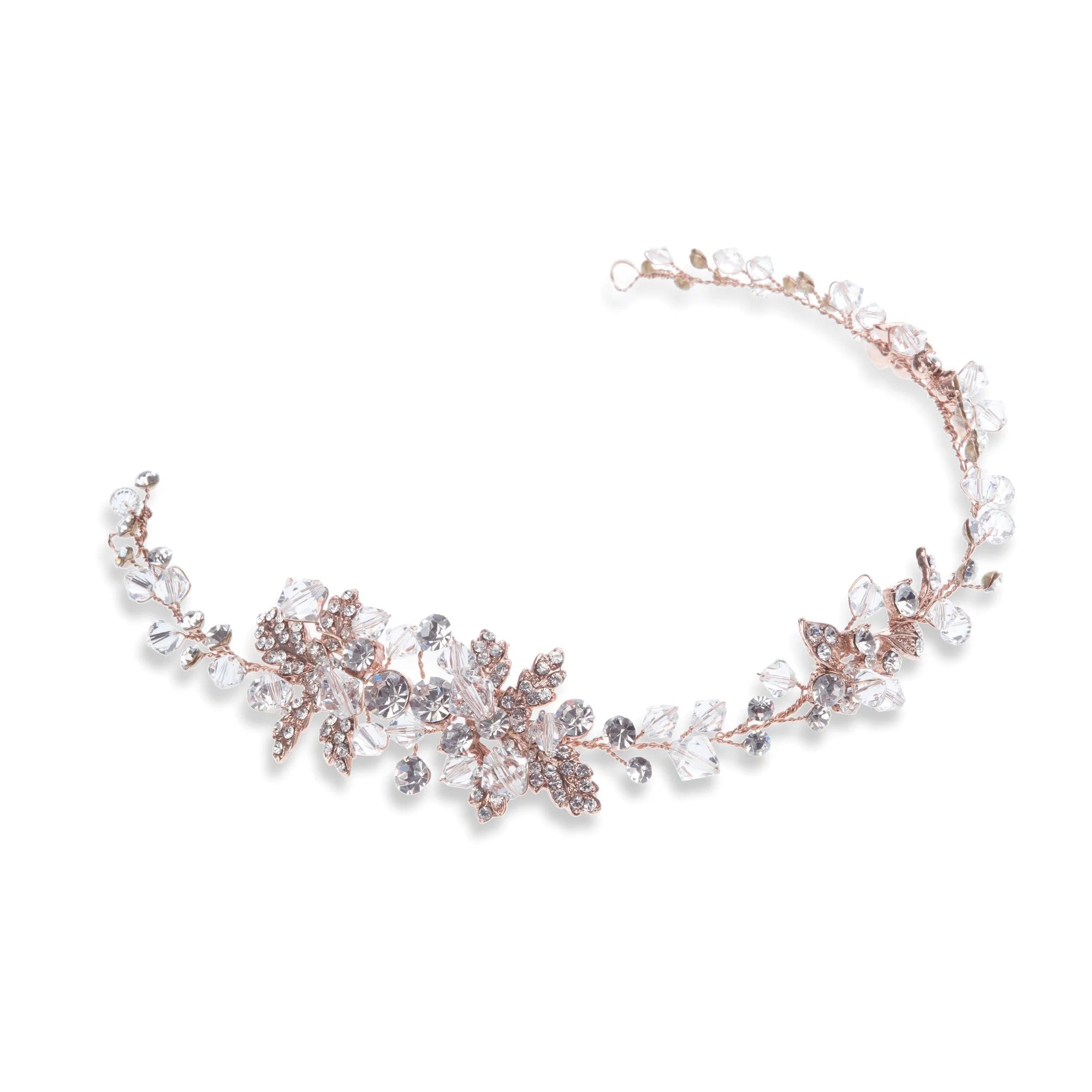 Elegant Rose Gold Bridal Hair Vine with Sparkling Crystals - Perfect for Weddings & Special Occasions | Ivory & Co by FIRENSA