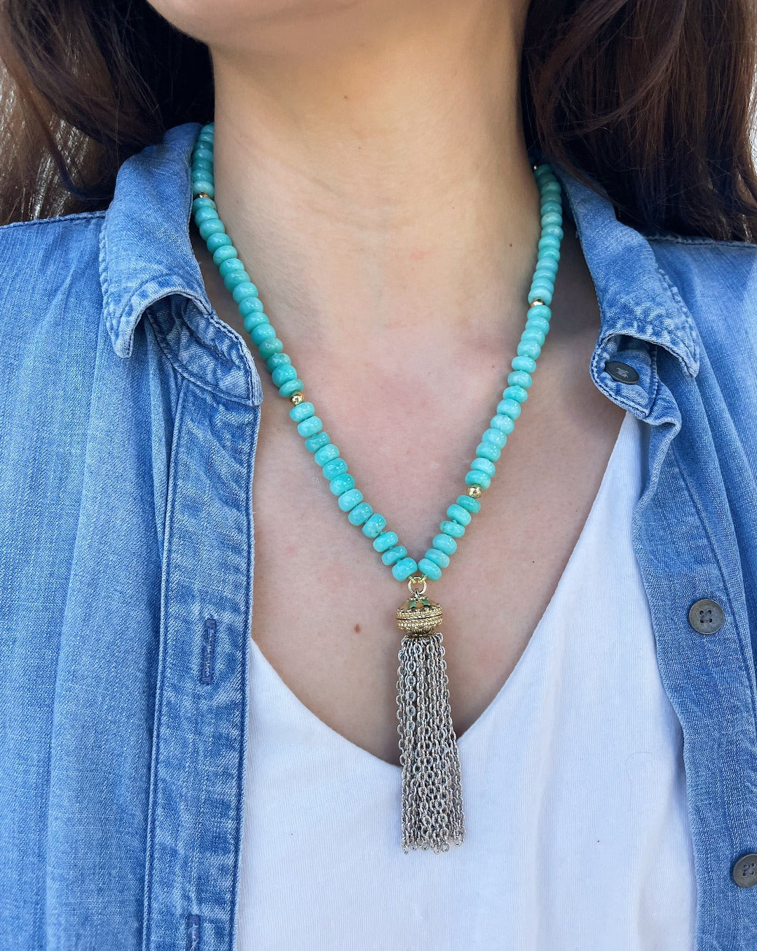 Clara Williams Belden Rhodium Tassel Necklace - Elegant Dainty Chain Jewelry for Women, Perfect for Parties, Weddings & Everyday Wear