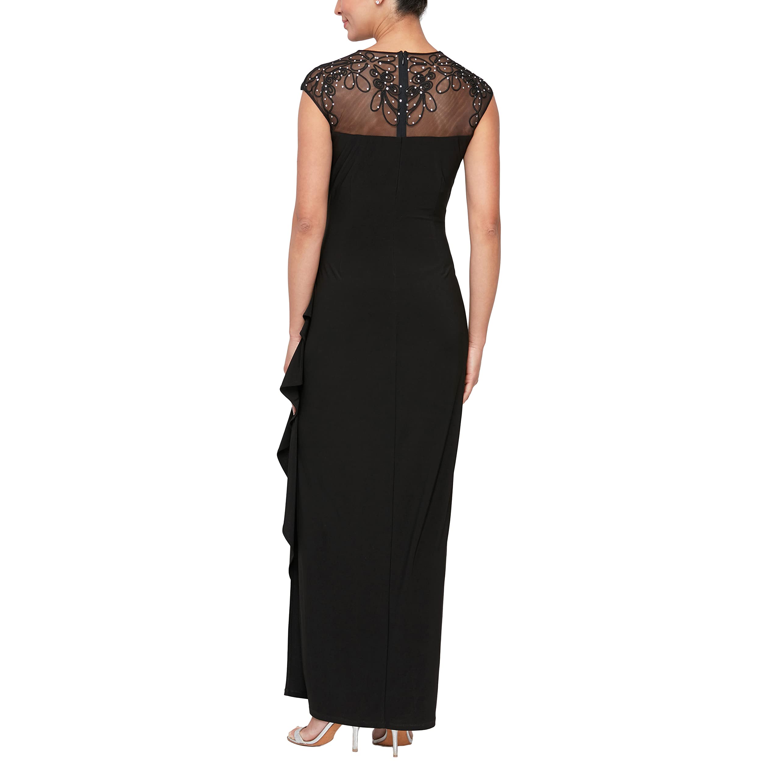Alex Evenings Women's Long Formal Dress with Knot Front Detail - Elegant Evening Gown for Prom, Wedding Guest & Special Occasions