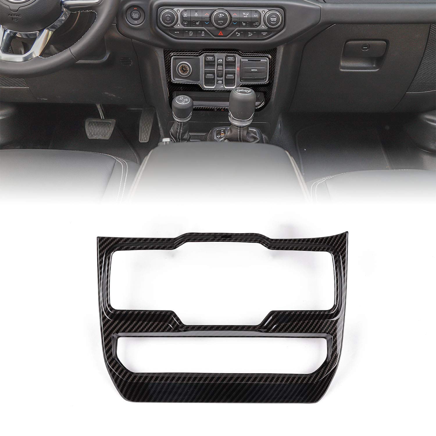 JeCar Carbon Fiber Center Console & Window Control Panel Trim Cover for 2018-2024 Jeep Wrangler JL/JLU & Gladiator JT - Interior Upgrade Accessories for Off-Road & Daily Driving