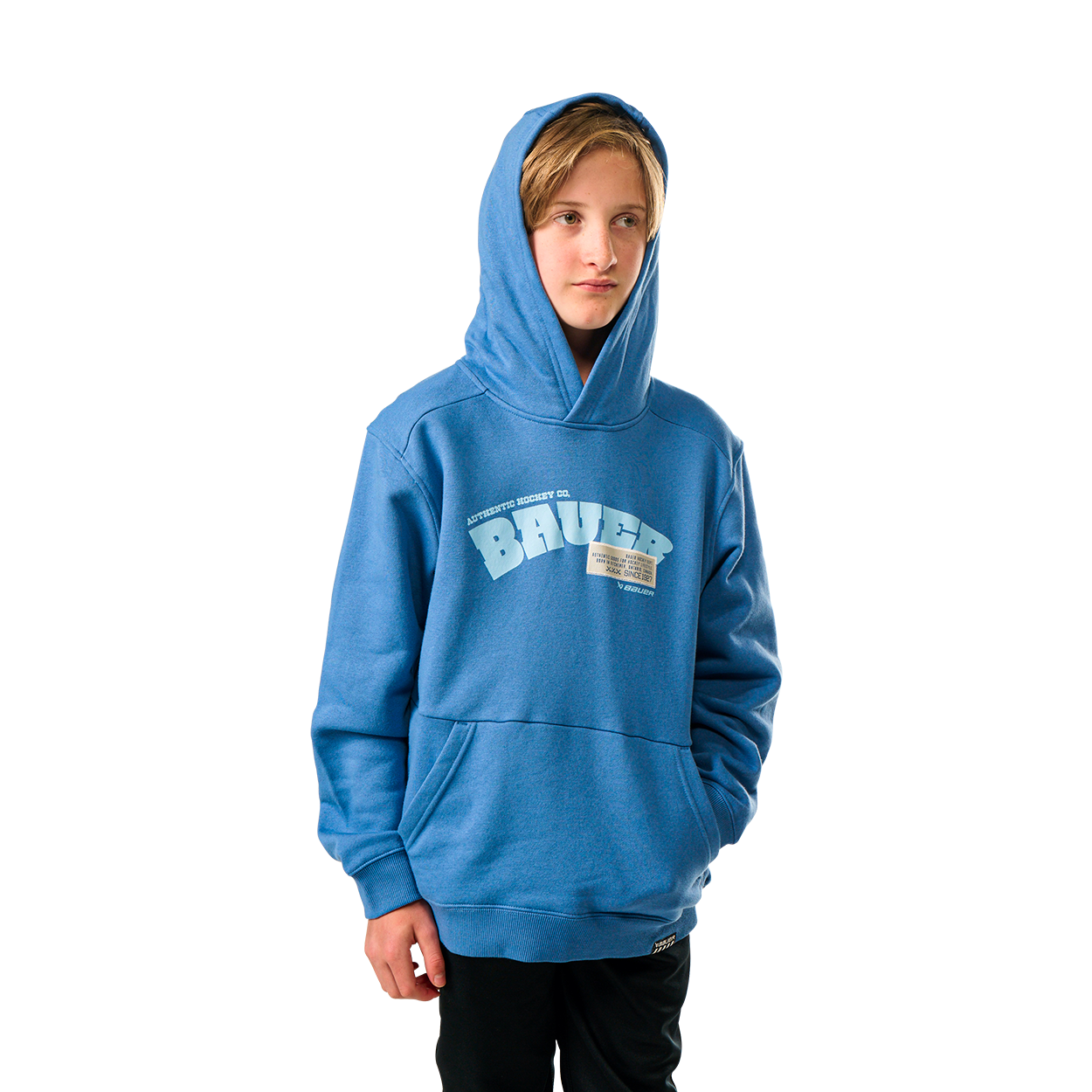 Bauer Overnight Ultimate Hoodie for Youth - Blue | Comfortable & Warm Pullover for Kids | Perfect for School, Sports & Outdoor Activities