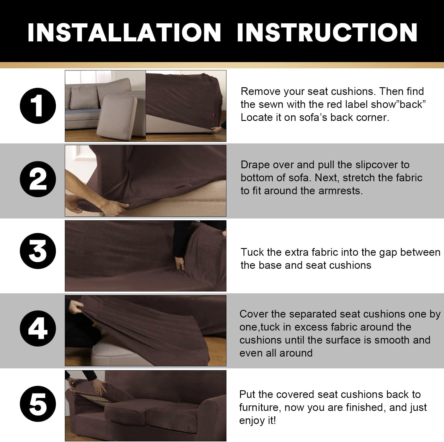 PrinceDeco Velvet Plush Sofa Cover for 2 Cushion Couches – Washable, Non-Slip Furniture Protector (90 Inch Width, Pet Friendly) – Perfect for Living Room, Family Room & Pet Owners (Medium-Large, Brown)