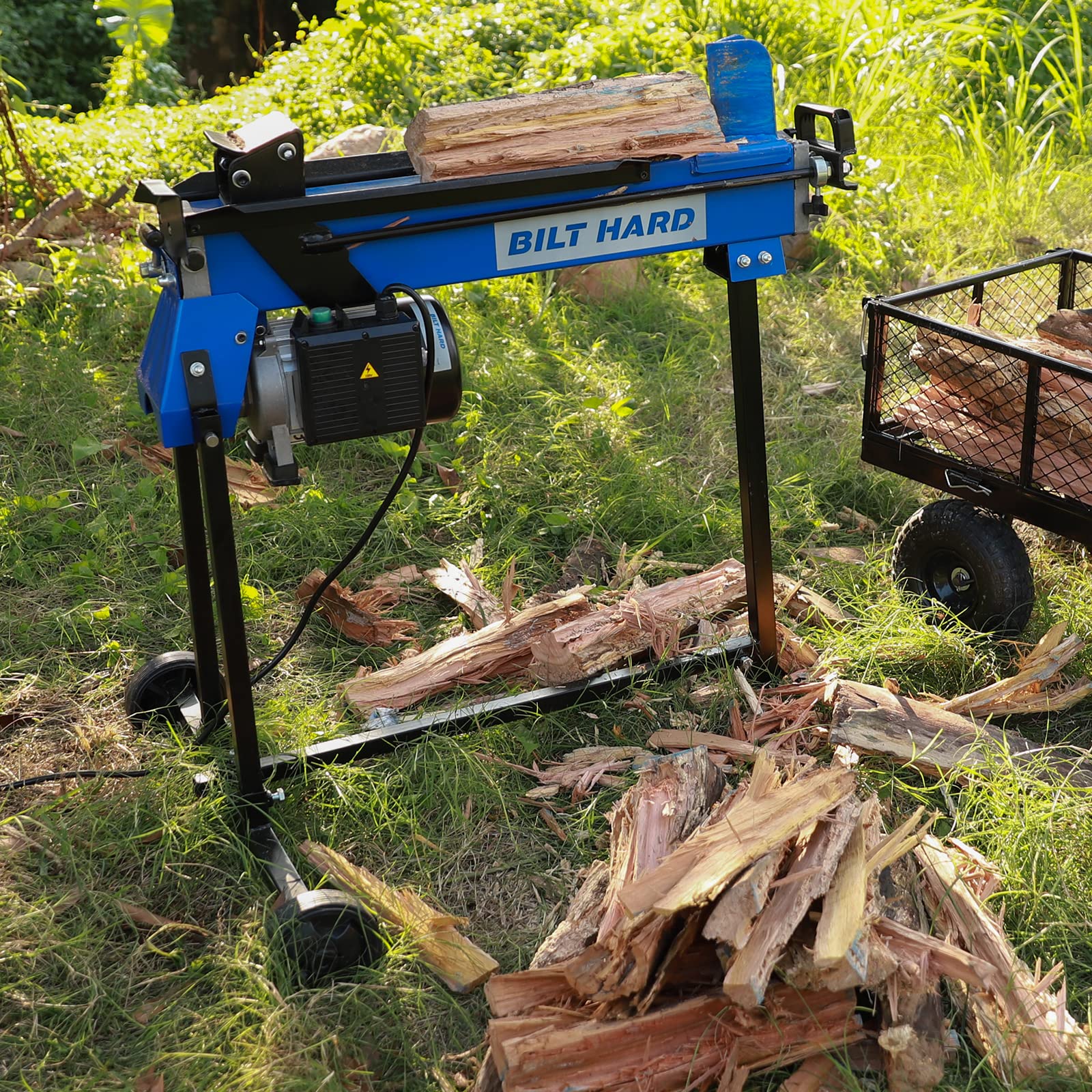 BILT HARD 6.5 Ton Electric Log Splitter with Stand - 15 Amp Hydraulic Wood Splitter for Firewood - Heavy Duty Horizontal Firewood Splitting Machine for Home Heating, Camping & Outdoor Fireplaces