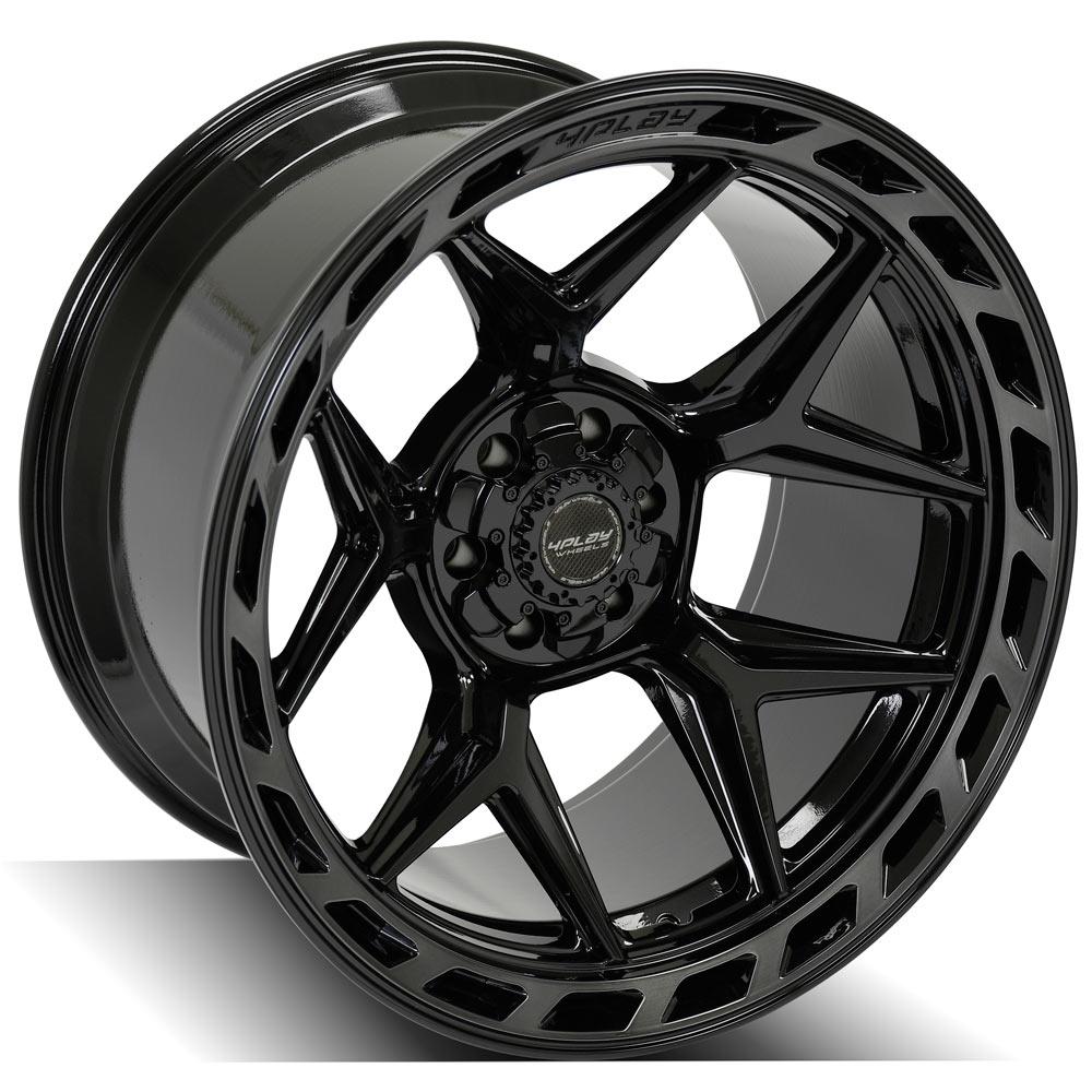 4Play Gen3 4P55 Gloss Black Wheels 22x12.0 - 6x139.7/6x135mm Bolt Pattern with Brushed Face & Tinted Clear Finish - Perfect for Off-Road Trucks, SUVs, and Custom Builds
