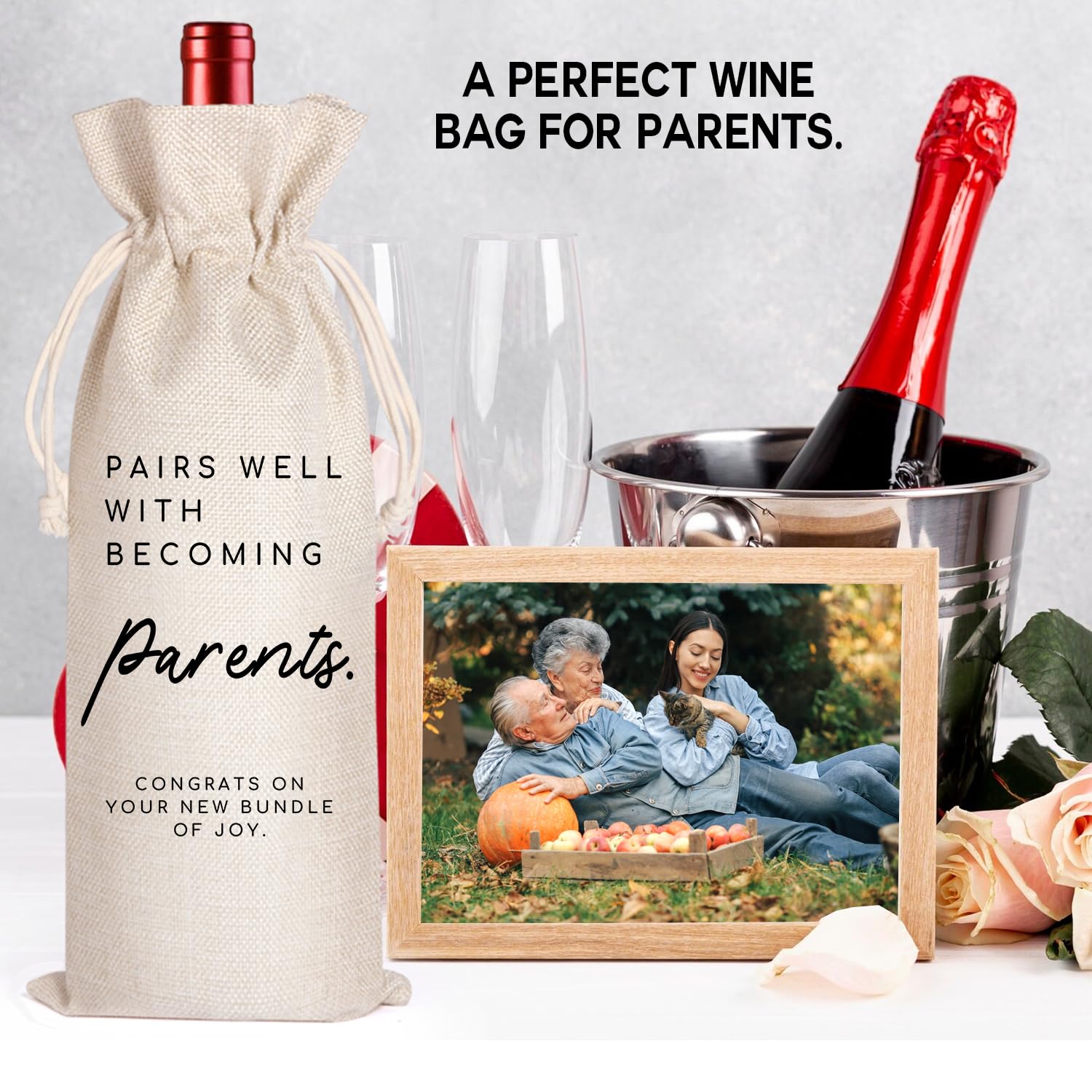 LANBAIHE Funny Pregnancy Announcement Wine Bag - Perfect Baby Shower Gift for New Parents - Ideal for Gender Reveals & Celebrations