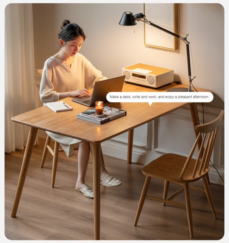 Solid Oak Wood Modern Dining Table - Rustic Farmhouse Style for Kitchen, Dining Room & Small Space - Perfect for Family Gatherings & Dinner Parties