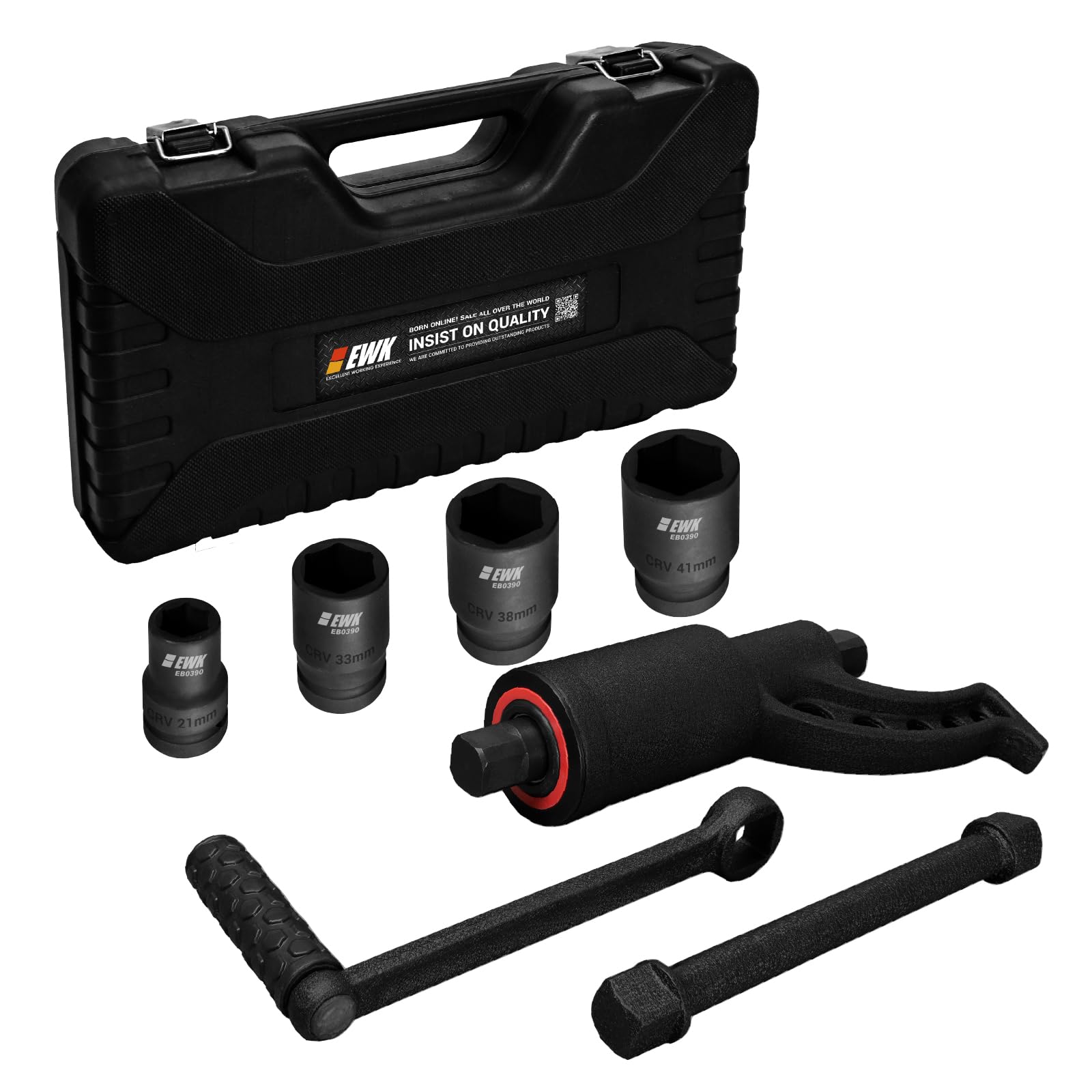 EWK 7-Piece 1-Inch Drive Heavy Duty Torque Multiplier Wrench Set with 21mm, 33mm, 38mm, 41mm Sockets - Labor Saving Lug Nut Remover for Semi Trucks, RVs & Heavy Equipment - Perfect for Tire Changes, Mechanical Repairs & Industrial Maintenance
