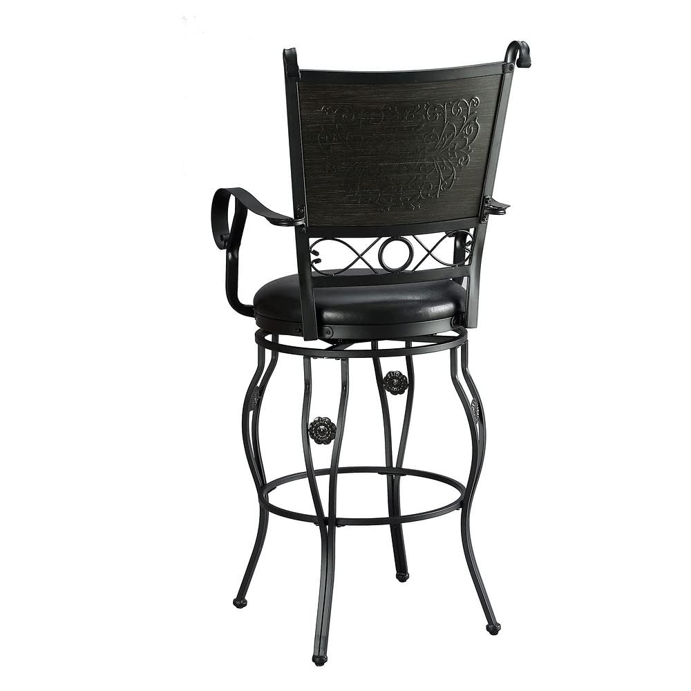 Ellie Big & Tall Barstool with Heavy Duty Metal Base in Black - Perfect for Kitchen Islands, Home Bars & Counter Height Dining Tables