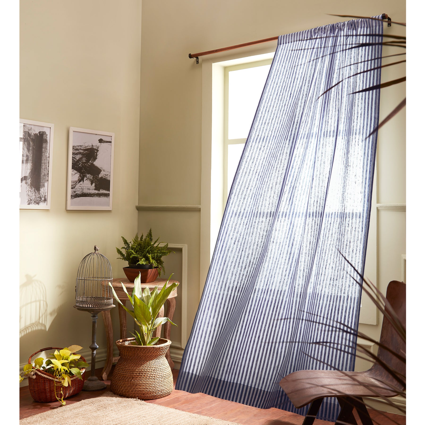 Amalfi Stripe Curtains - Light Filtering Window Treatments for Living Room & Bedroom - Coastal & Boho Home Decor