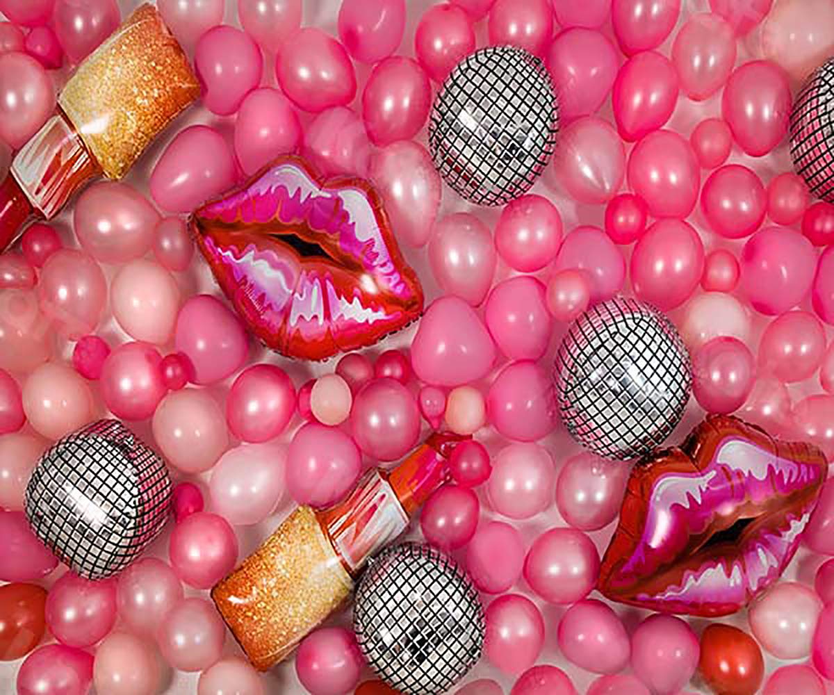 Kate Happy Wedding Theme Photography Backdrop 10x8ft - Pink Balloons & Lips Design for Photo Studio, Party Decor, Bridal Shower Background - Perfect for Wedding Photography, Baby Shoots & Events
