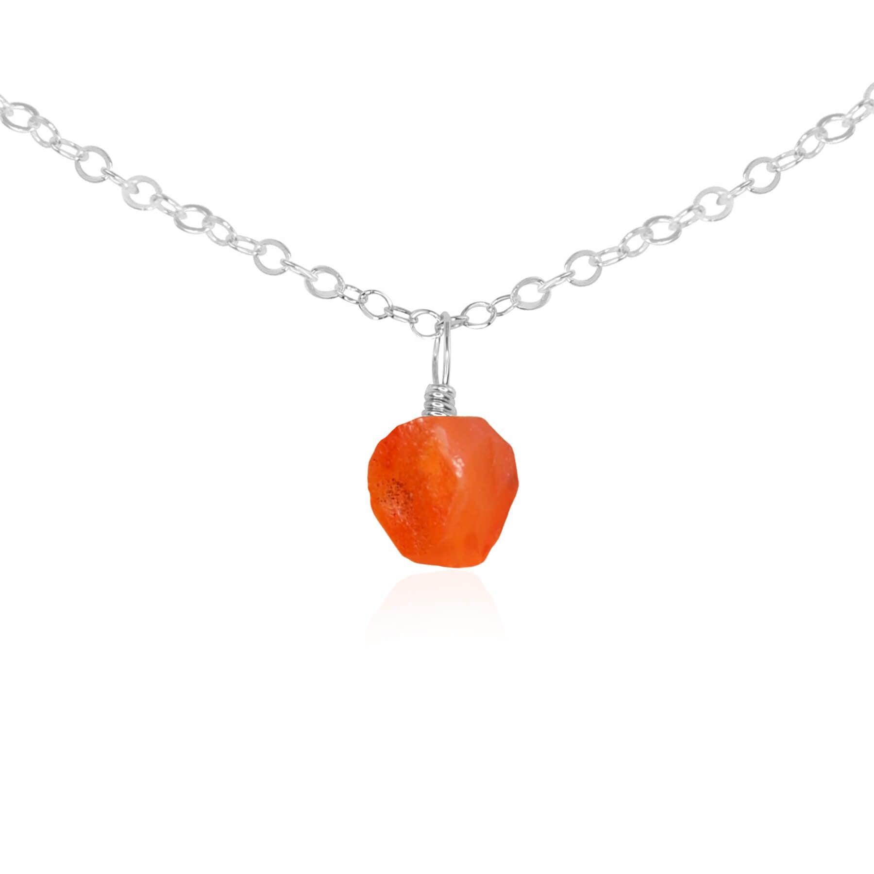 Natural Tiny Rough Carnelian Gemstone Pendant Choker Necklace for Women - Healing Crystal Jewelry for Energy, Protection & Spiritual Balance | Perfect for Meditation, Yoga & Everyday Wear